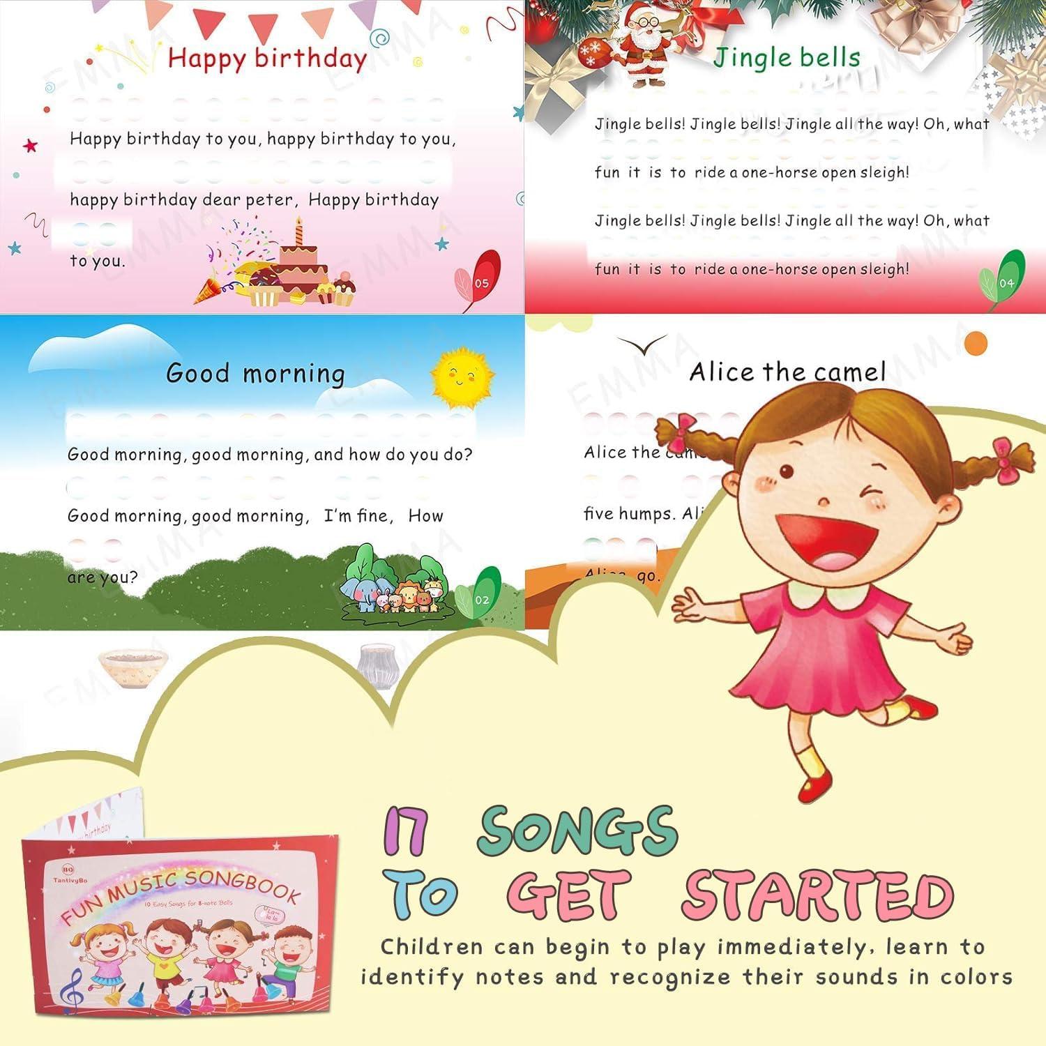 Campanas de Mano TantivyBo 8 Notas con Libro de 17 Canciones