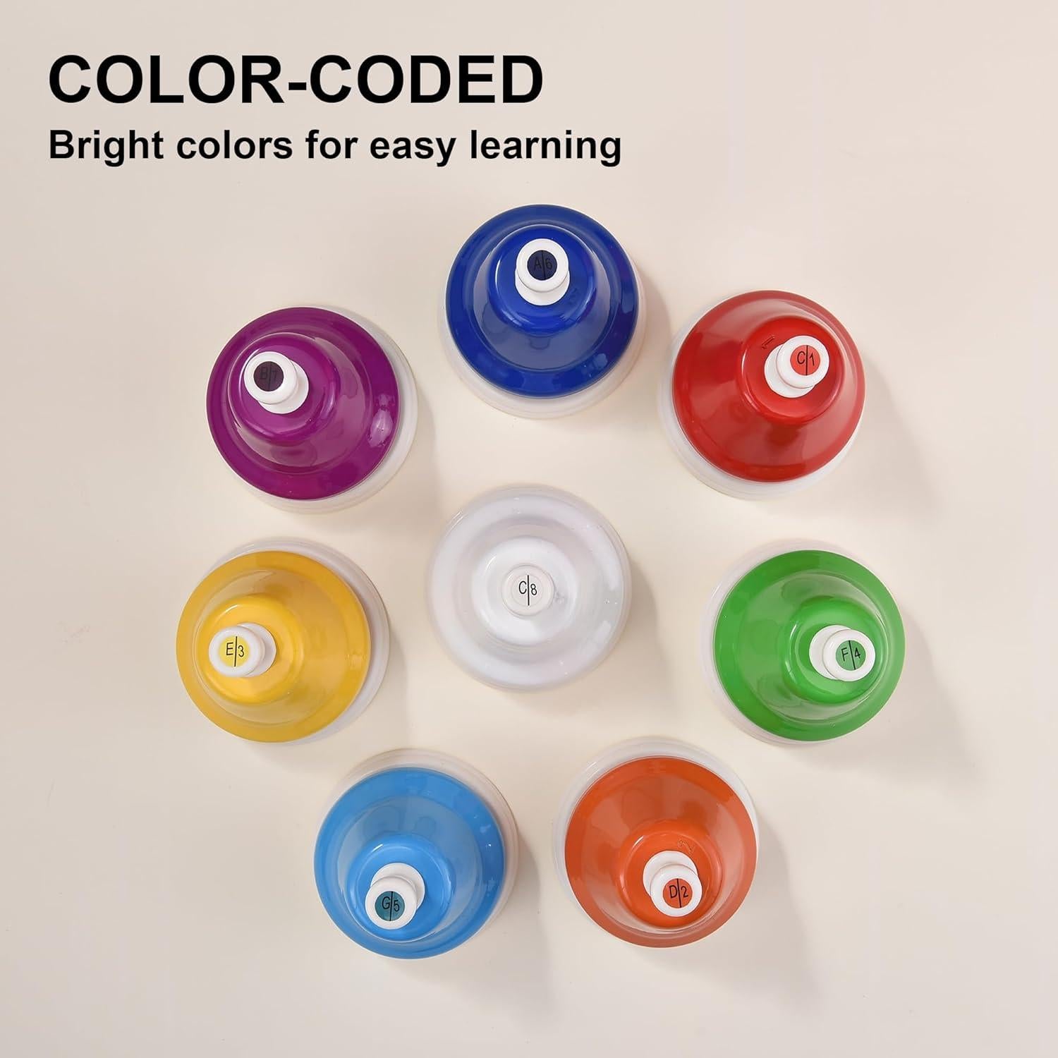 Campanas de Escritorio HILAZA 8 Notas Musicales para Niños