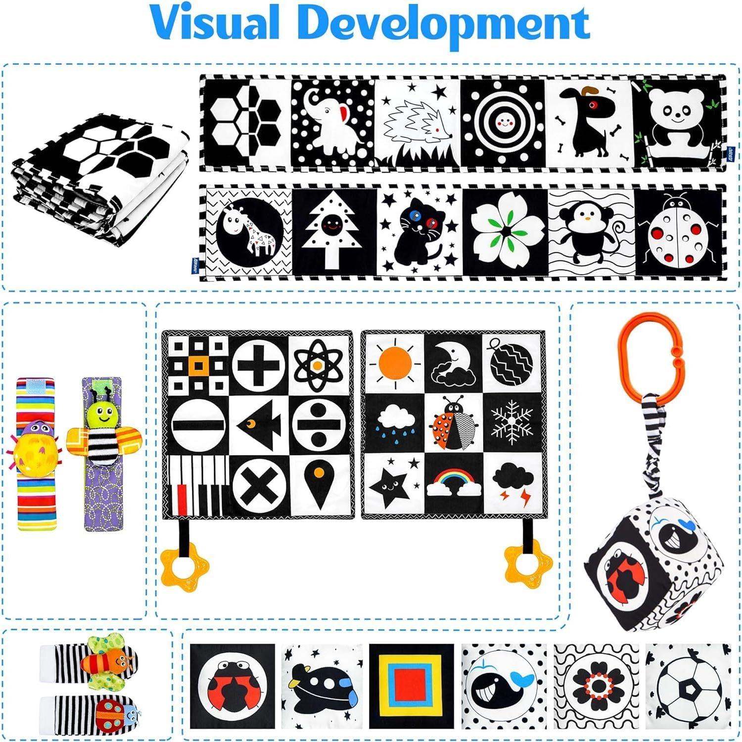 Juguetes para Bebés en Blanco y Negro FELSOOGRE 7 Piezas