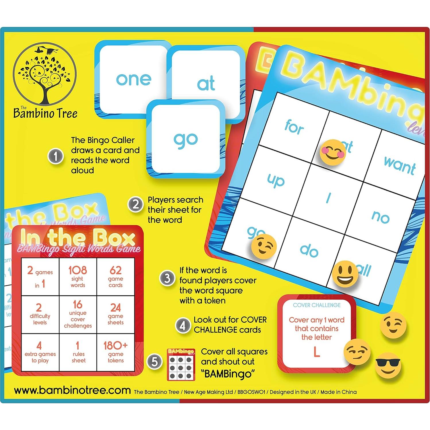 Juego de Bingo de Palabras de Vista Nivel 1 y 2 - BAMBingo