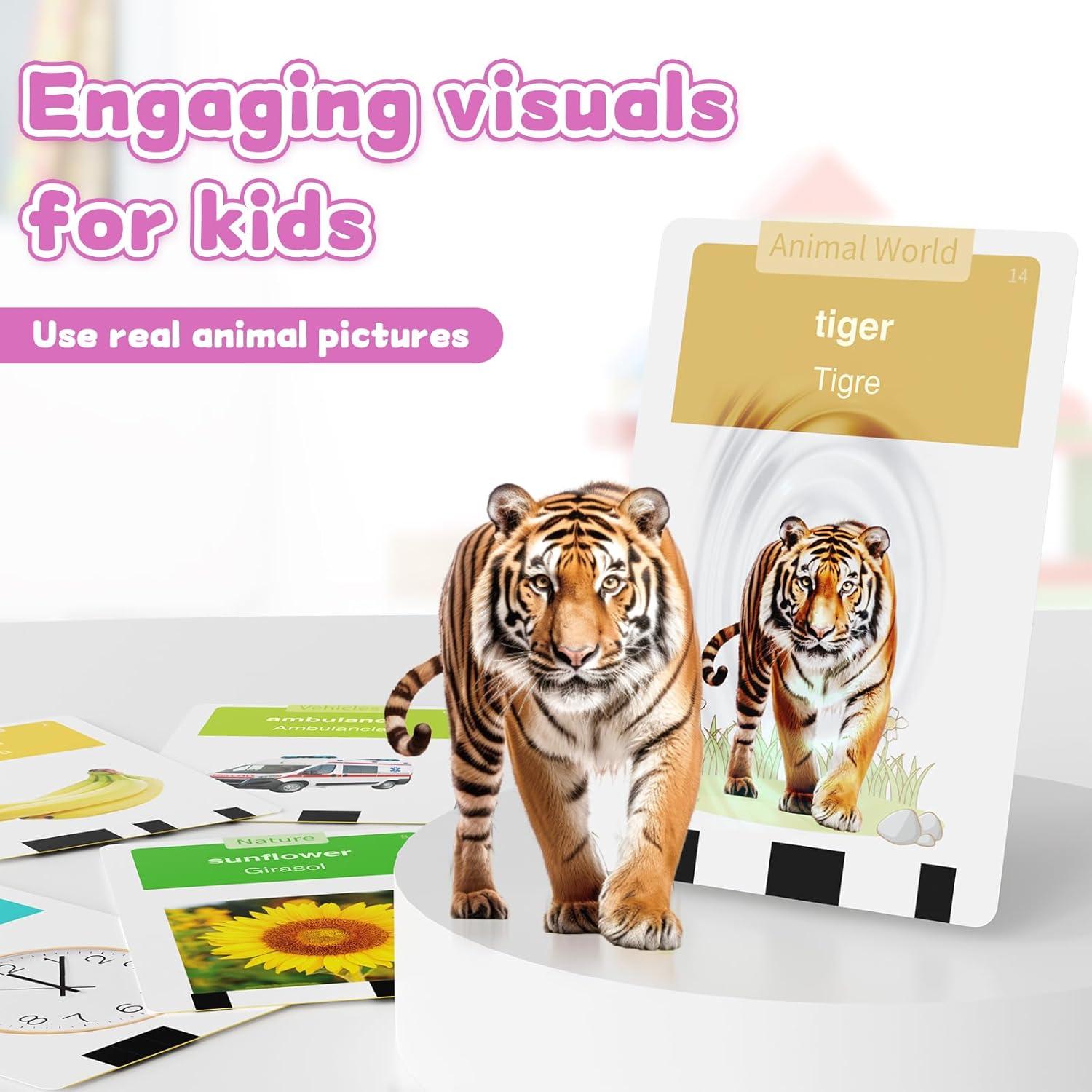 Tarjetas de Flash Bilingües HOMESTEC 288 Palabras para Niños 3-5 Años