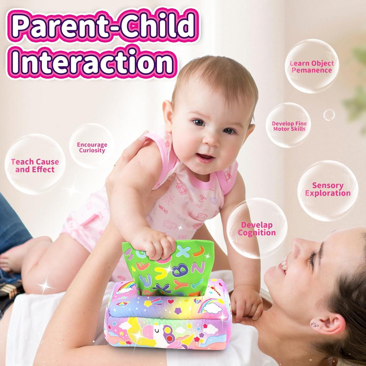 Juguete Sensorial para Bebés USRELA - Caja de Tejido Colorida