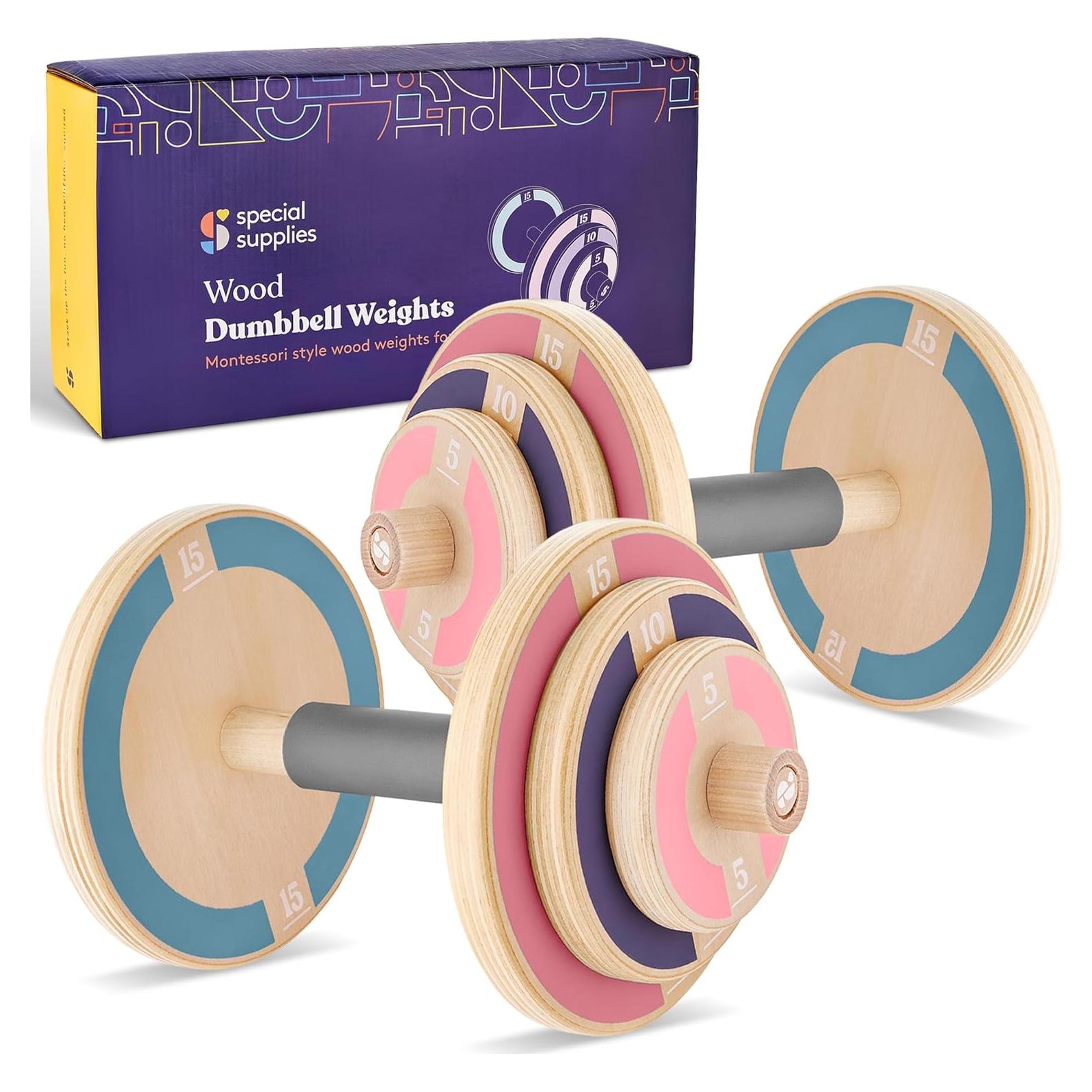 Conjunto de Pesas de Madera para Niños Special Supplies - 2 Mancuernas Ajustables