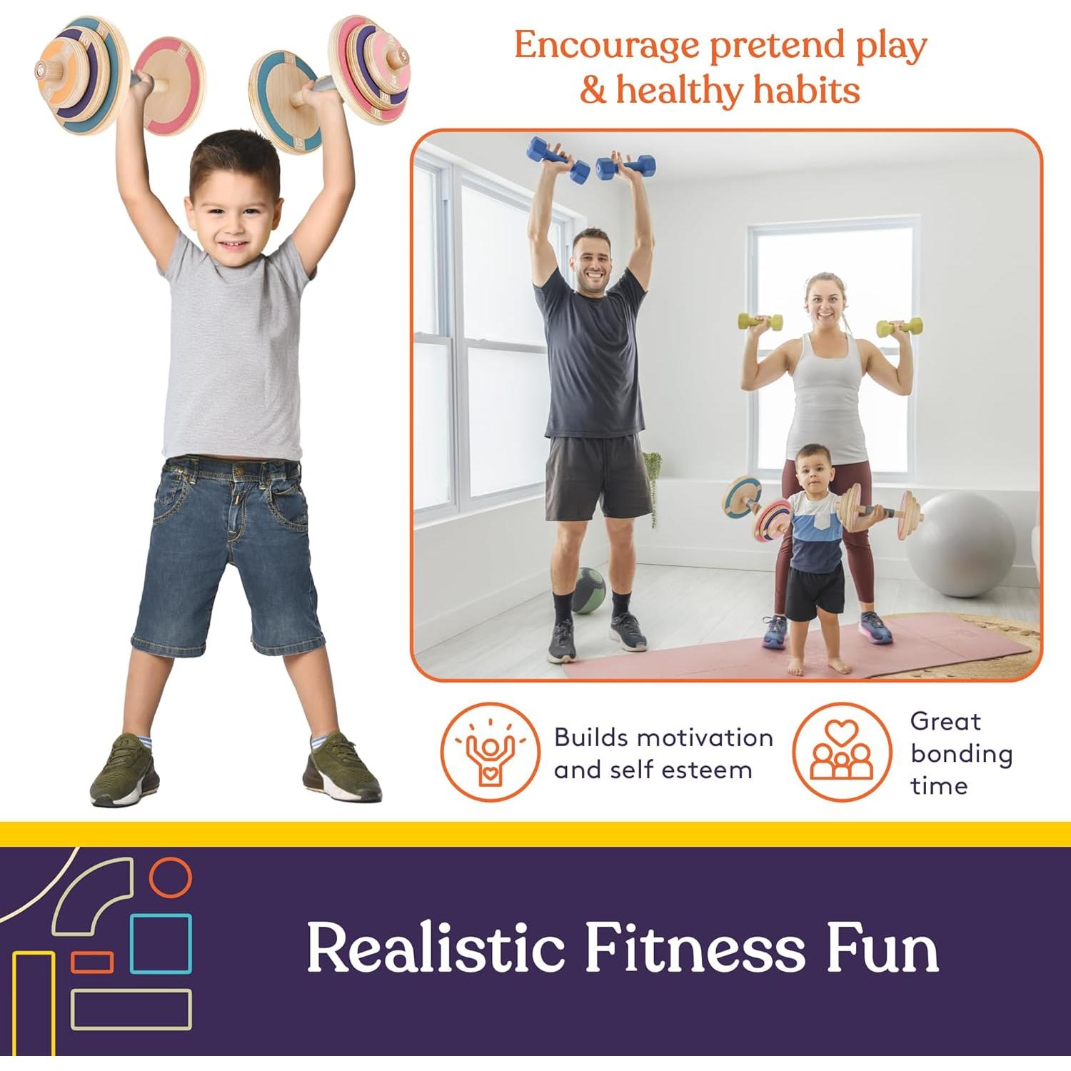 Conjunto de Pesas de Madera para Niños Special Supplies - 2 Mancuernas Ajustables