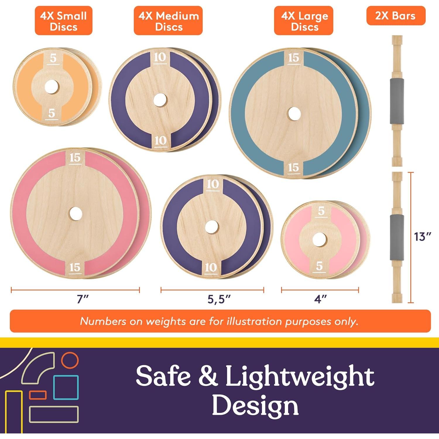 Conjunto de Pesas de Madera para Niños Special Supplies - 2 Mancuernas Ajustables