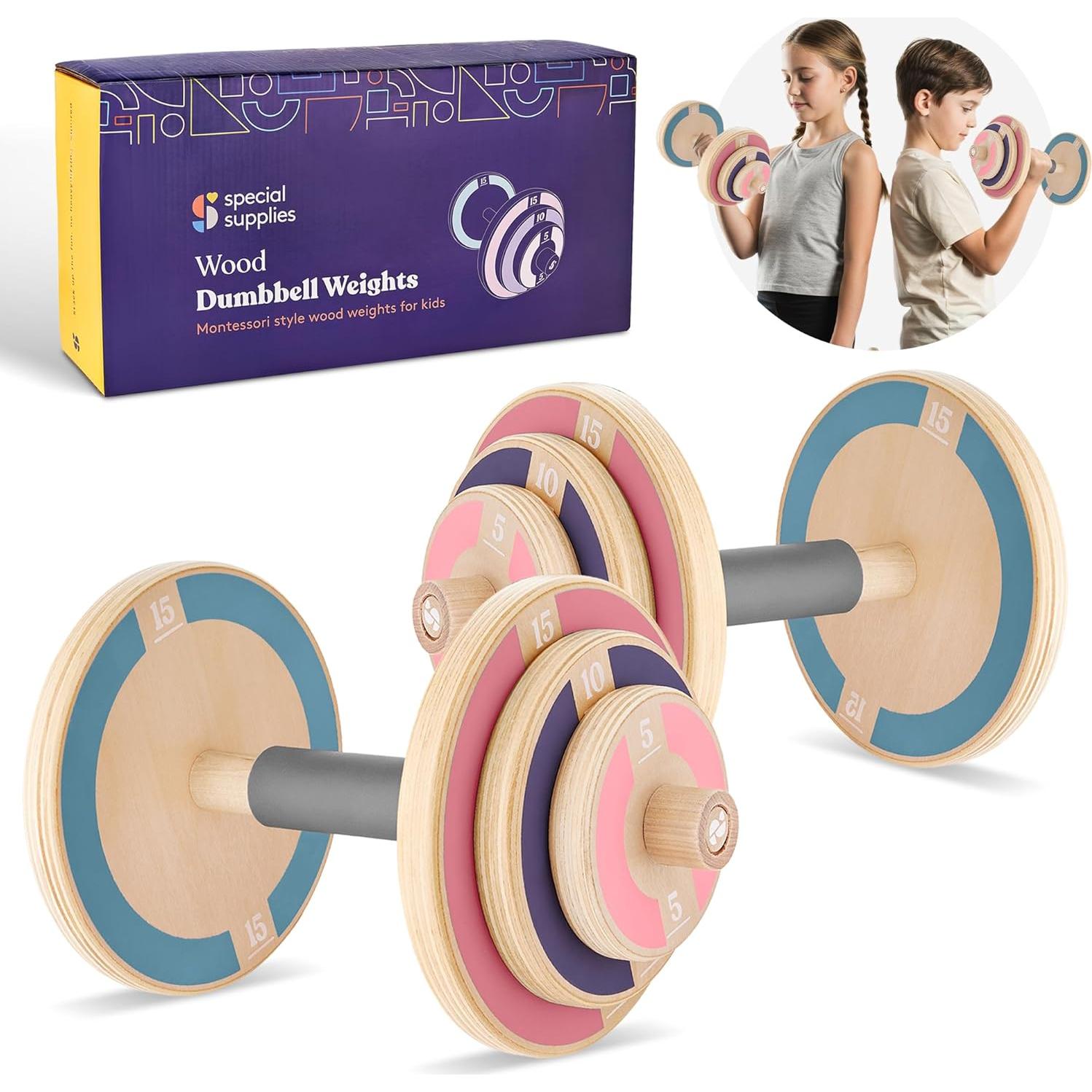 Conjunto de Pesas de Madera para Niños Special Supplies - 2 Mancuernas Ajustables