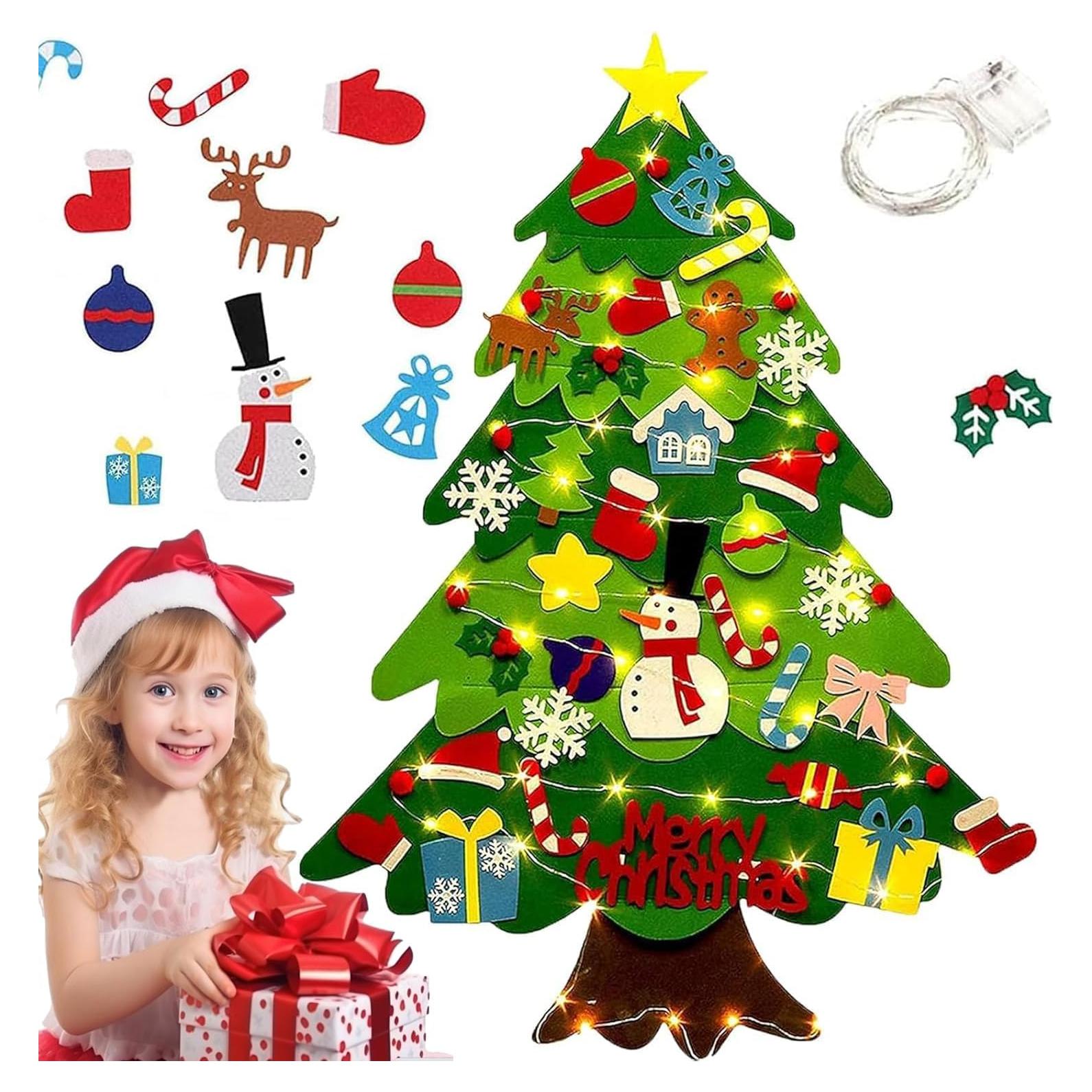 Árbol de Navidad de Fieltro Montessori 98x70 cm para Niños