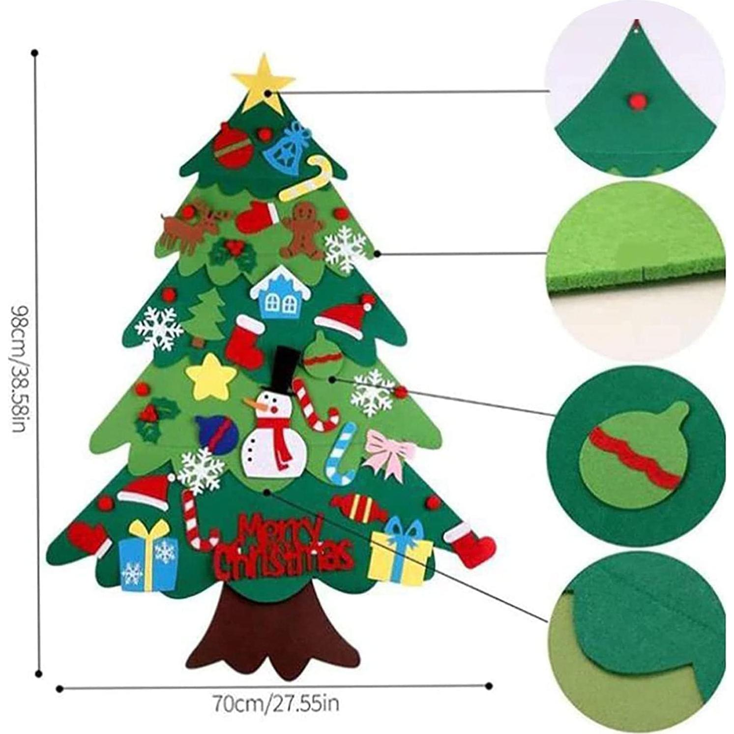 Árbol de Navidad de Fieltro Montessori 98x70 cm para Niños