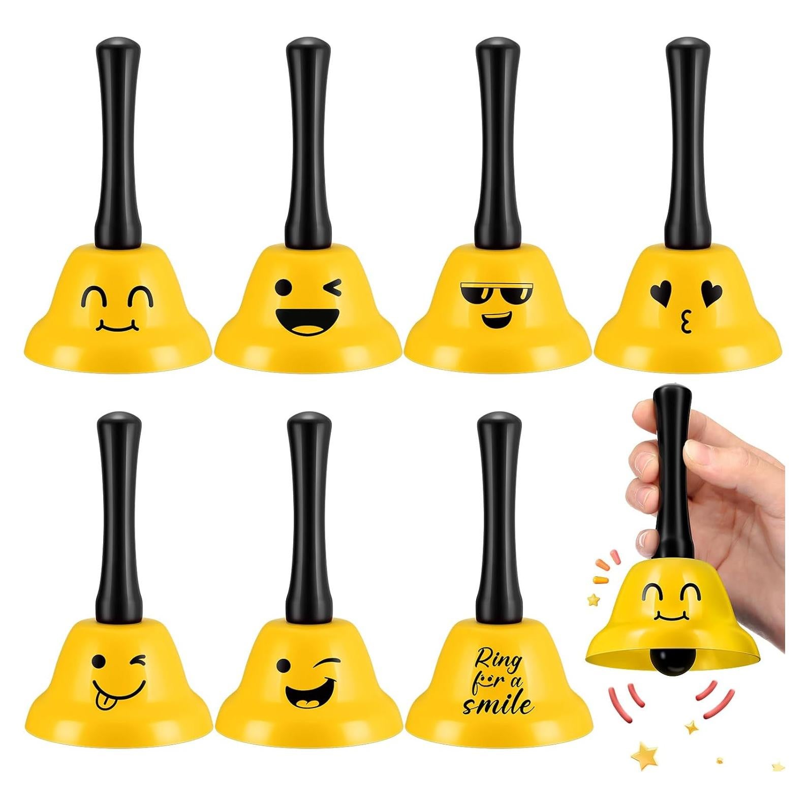 6 Timbres de Mano Amarillo MorningRo para Eventos y Recepción