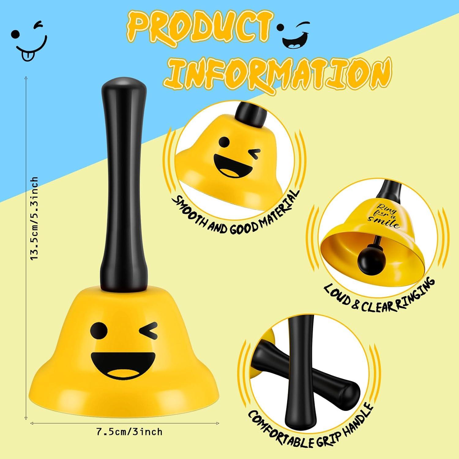 6 Timbres de Mano Amarillo MorningRo para Eventos y Recepción