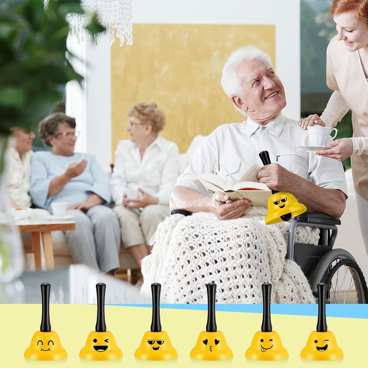 6 Timbres de Mano Amarillo MorningRo para Eventos y Recepción