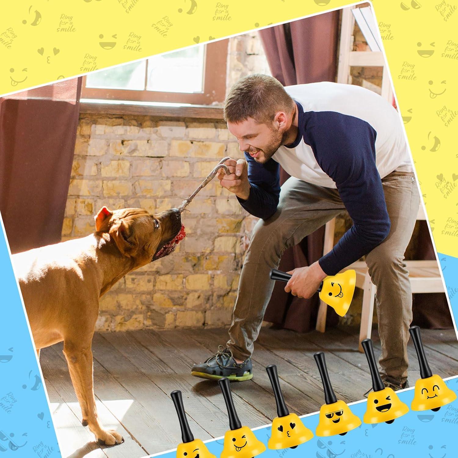 6 Timbres de Mano Amarillo MorningRo para Eventos y Recepción