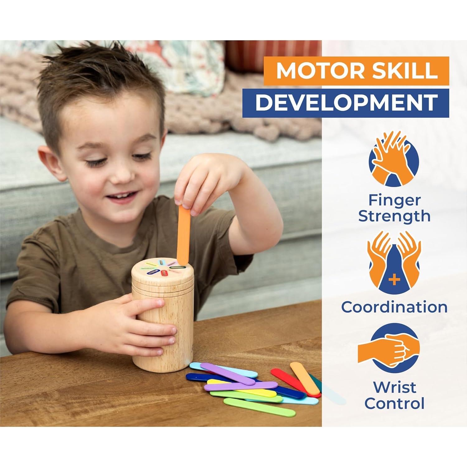 Juguete Sensorial Montessori Palitos de Clasificación 3 Tapas