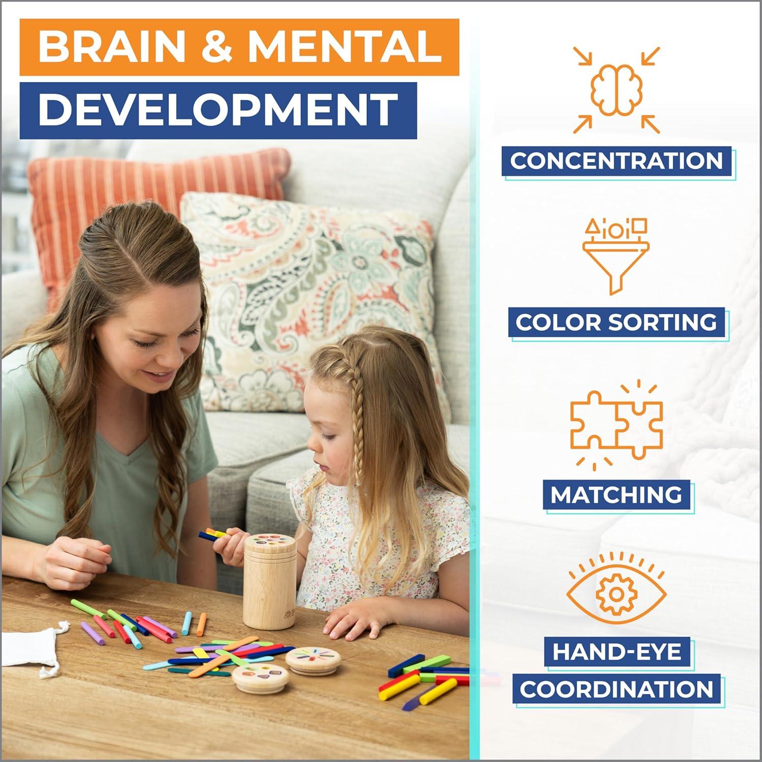 Juguete Sensorial Montessori Palitos de Clasificación 3 Tapas