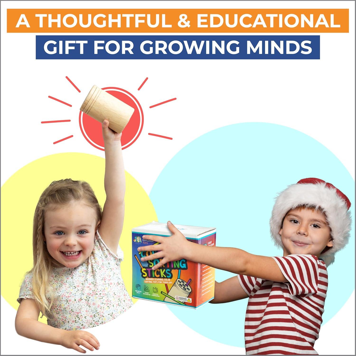 Juguete Sensorial Montessori Palitos de Clasificación 3 Tapas