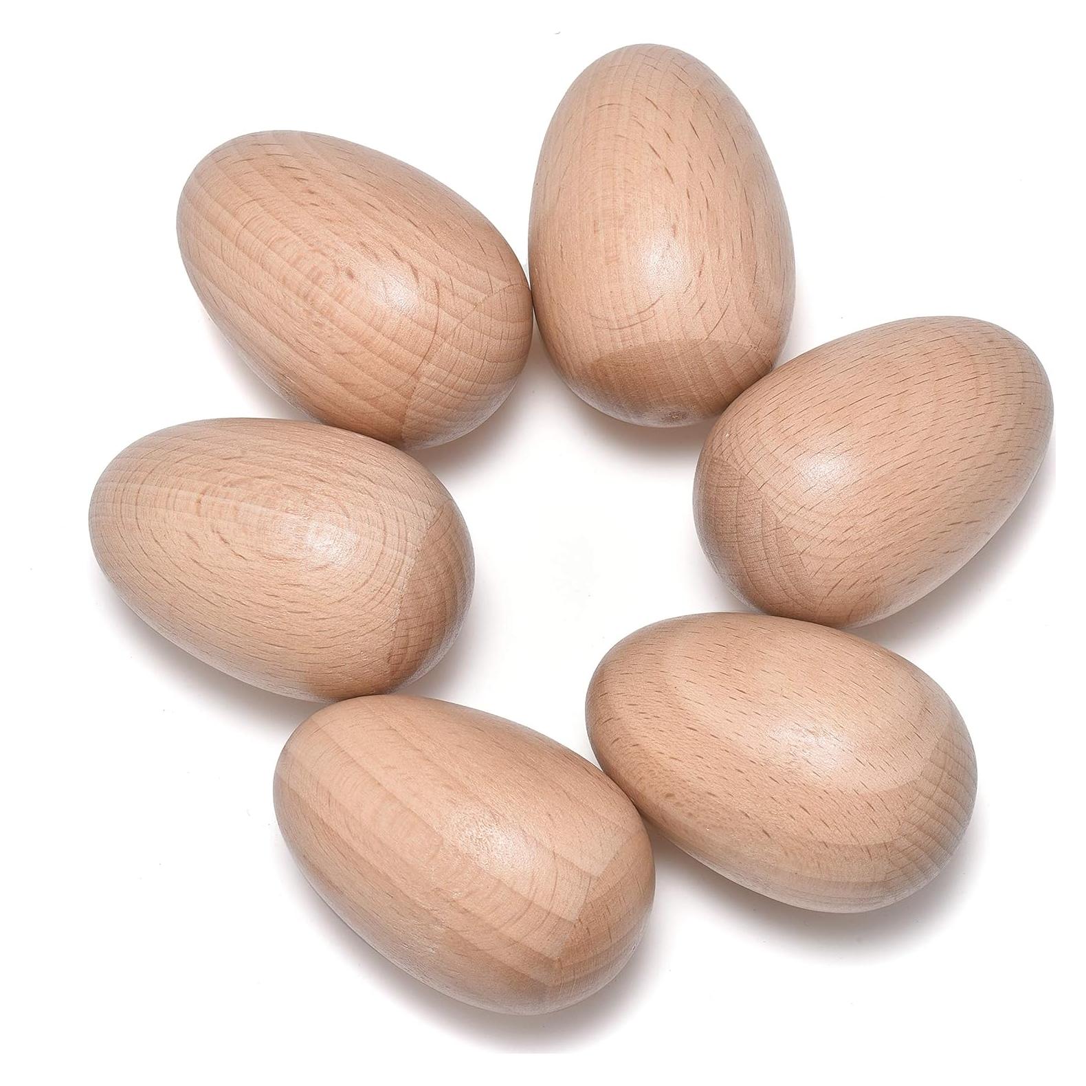 Juego de 6 Shakers de Huevo de Madera Haya Natural