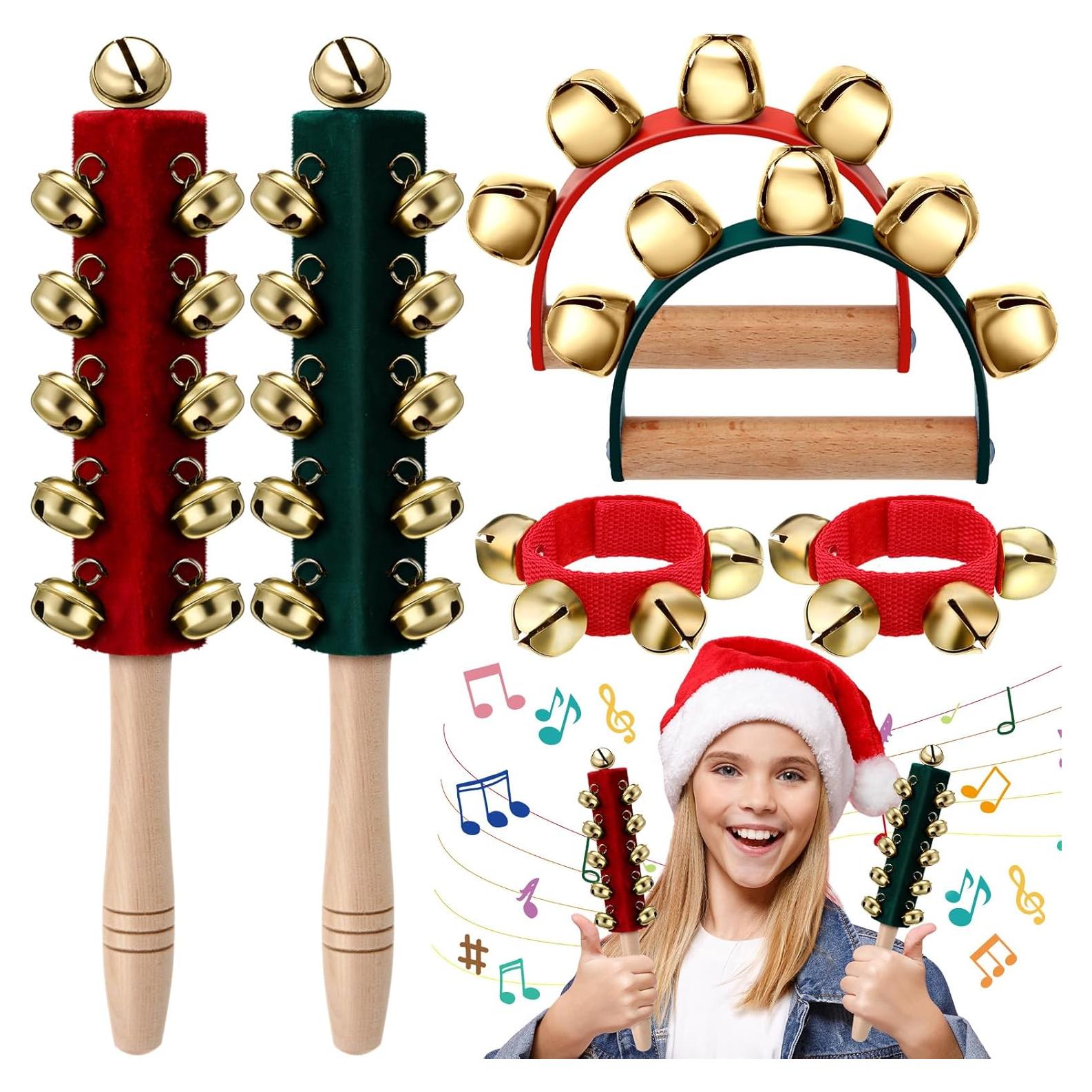 Campanas de Mano de Navidad Boao - 6 Piezas con Madera