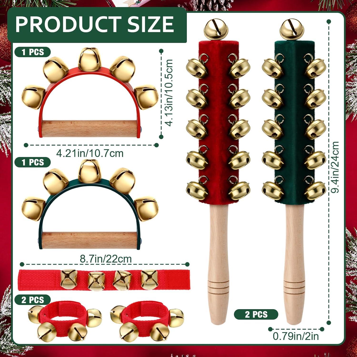 Campanas de Mano de Navidad Boao - 6 Piezas con Madera