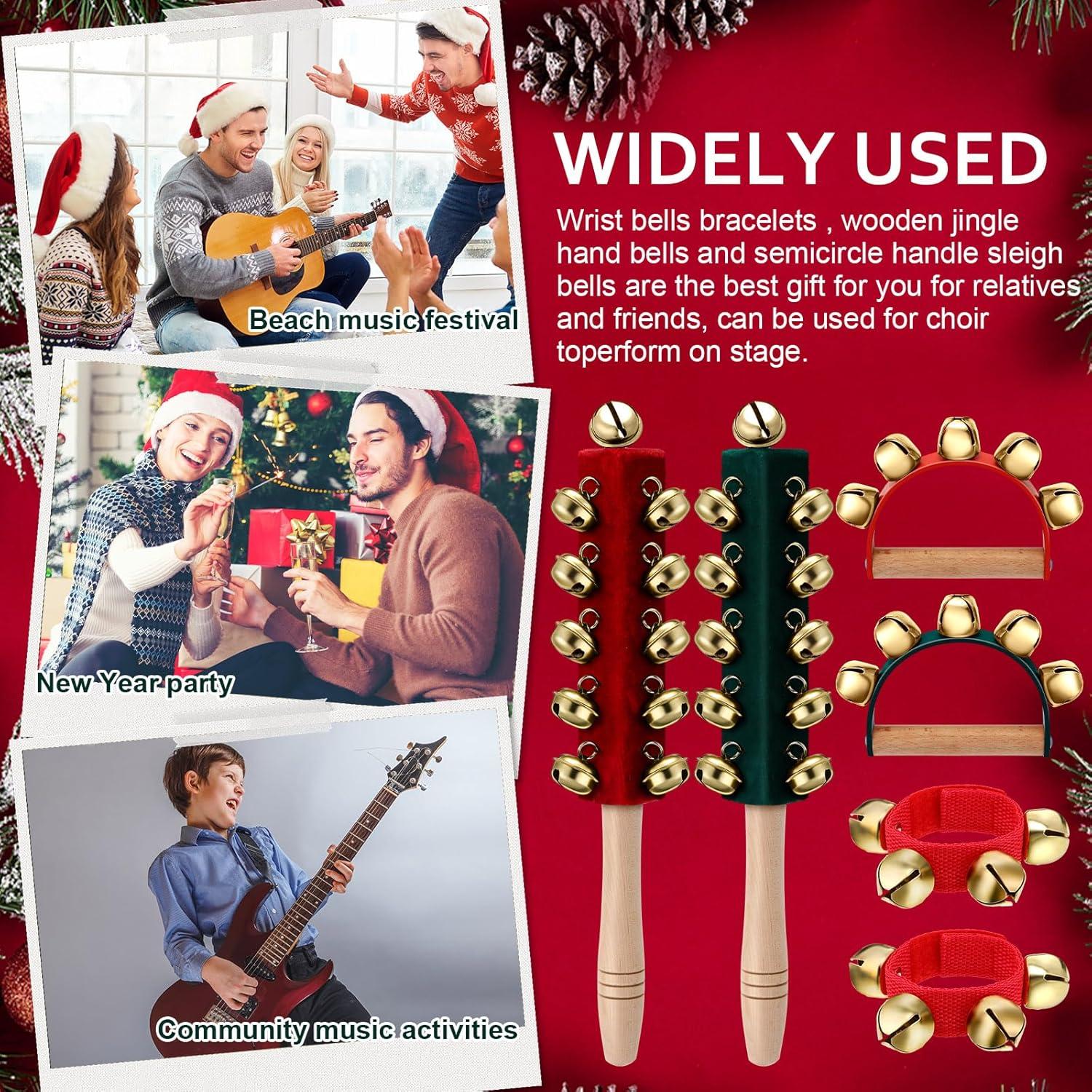 Campanas de Mano de Navidad Boao - 6 Piezas con Madera