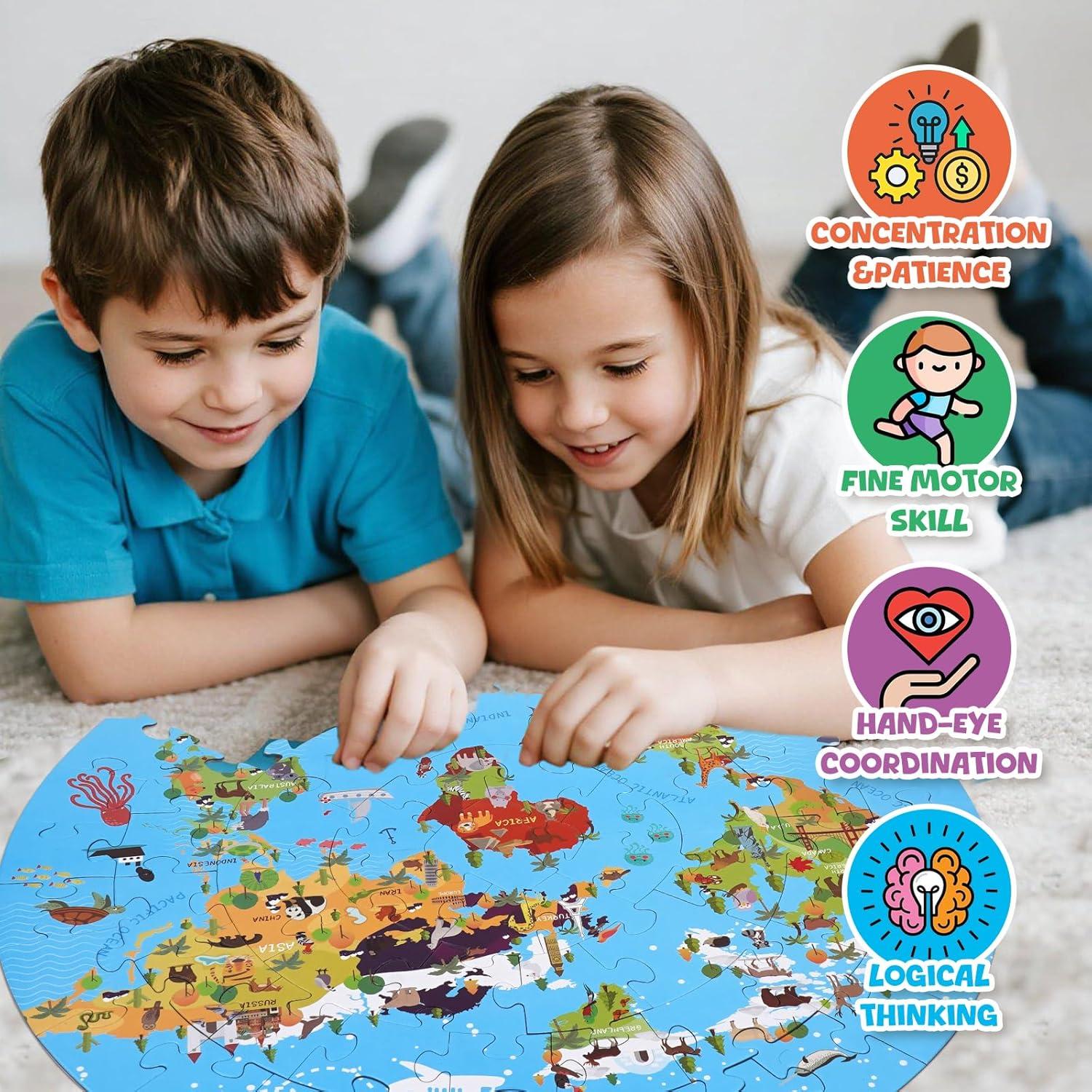 Rompecabezas Redondo Mapa Mundial 70 Piezas NANXJIUR