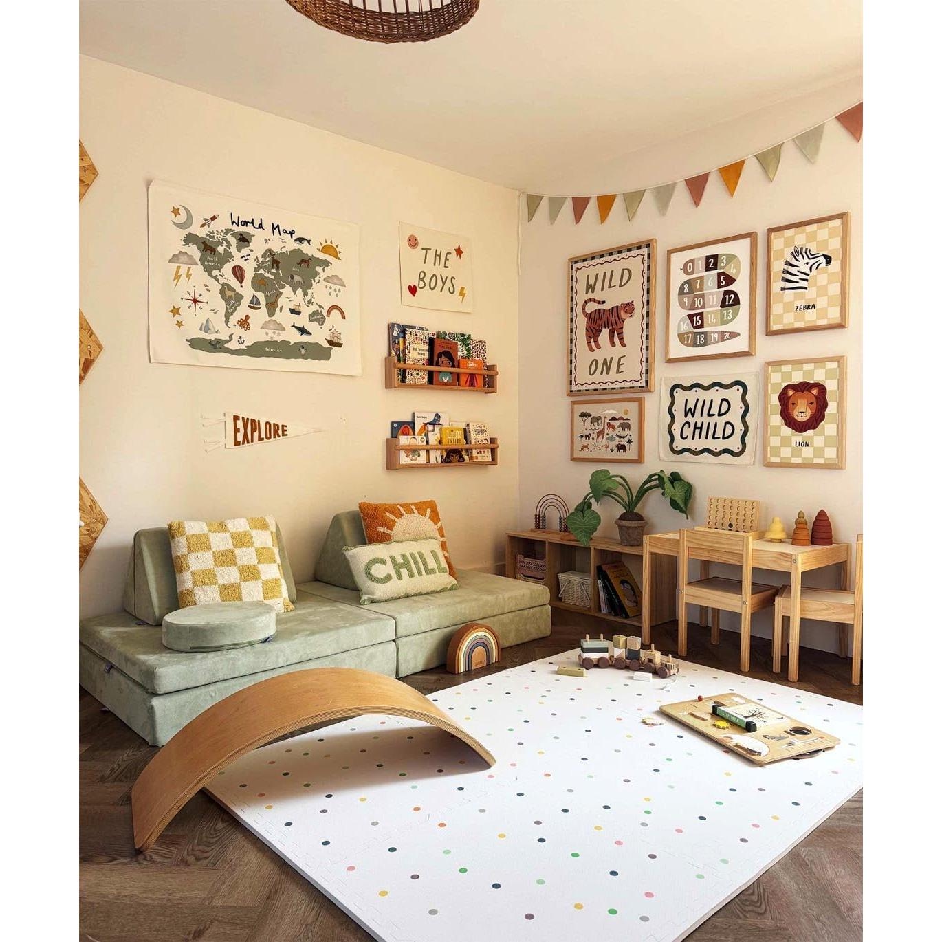 Tapiz de Mapa Mundial para Niños Gisl - Algodón Orgánico 91x66cm