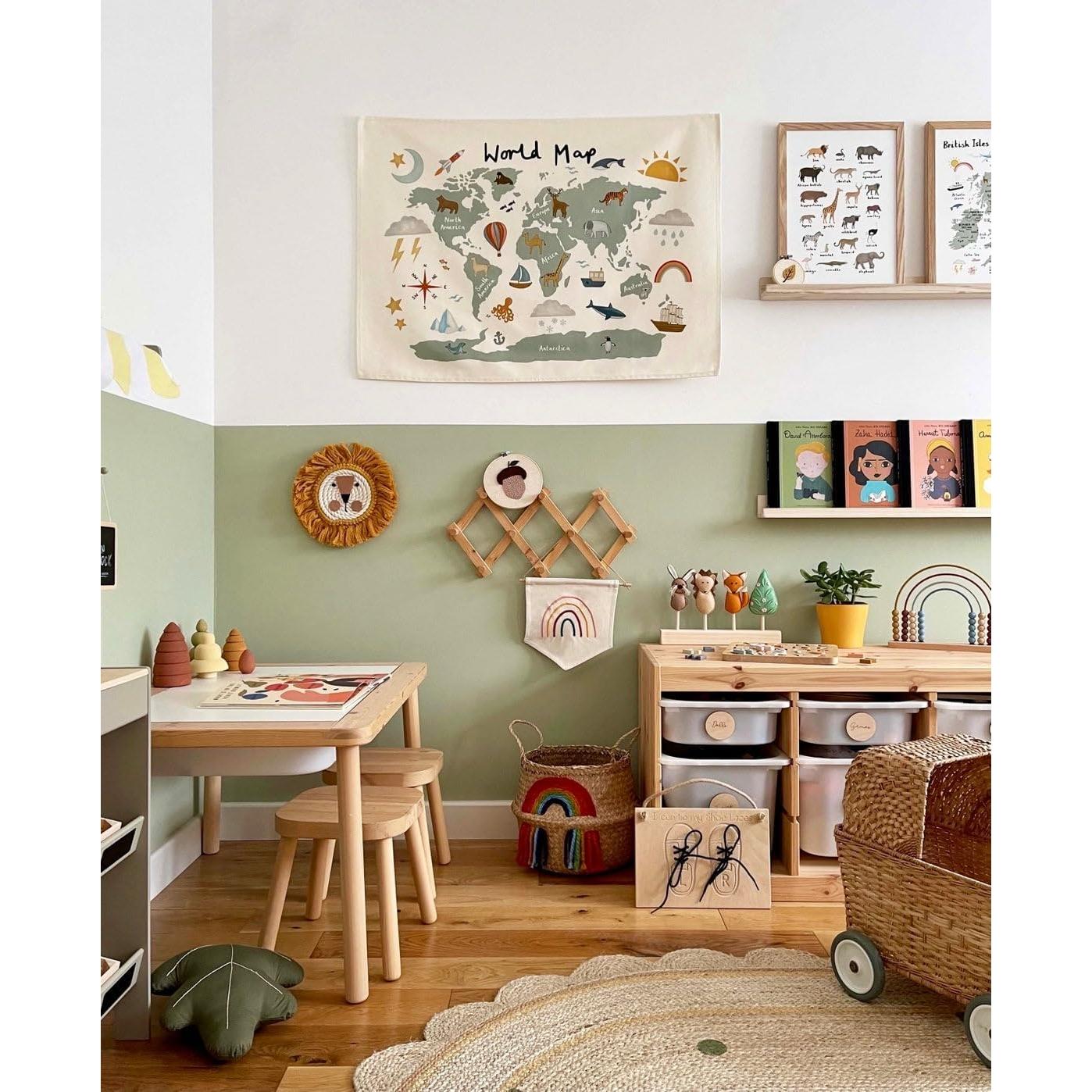 Tapiz de Mapa Mundial para Niños Gisl - Algodón Orgánico 91x66cm