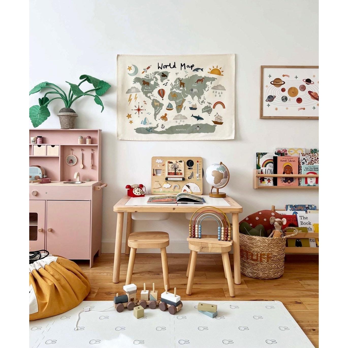 Tapiz de Mapa Mundial para Niños Gisl - Algodón Orgánico 91x66cm