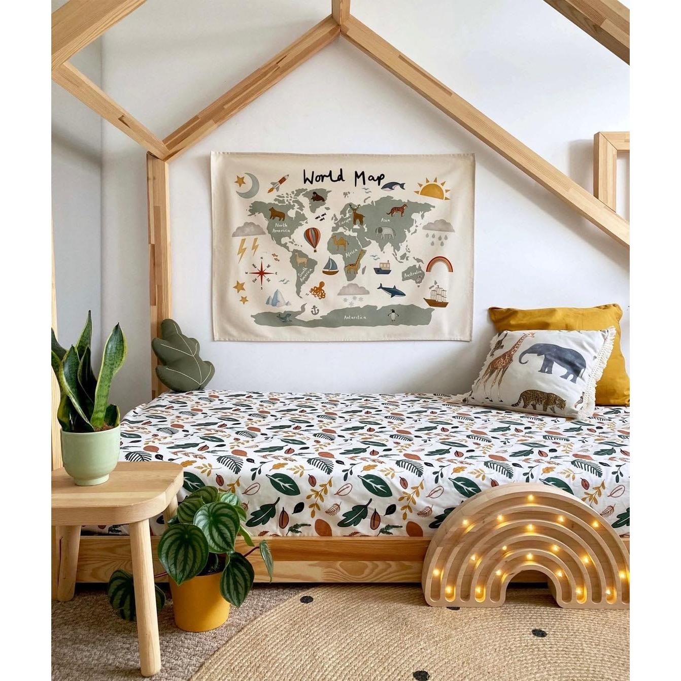 Tapiz de Mapa Mundial para Niños Gisl - Algodón Orgánico 91x66cm