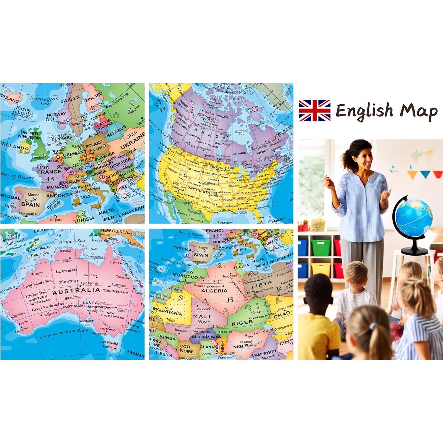 Globo Terráqueo Giratorio Exerz 20.32 cm Mapa Político Educativo