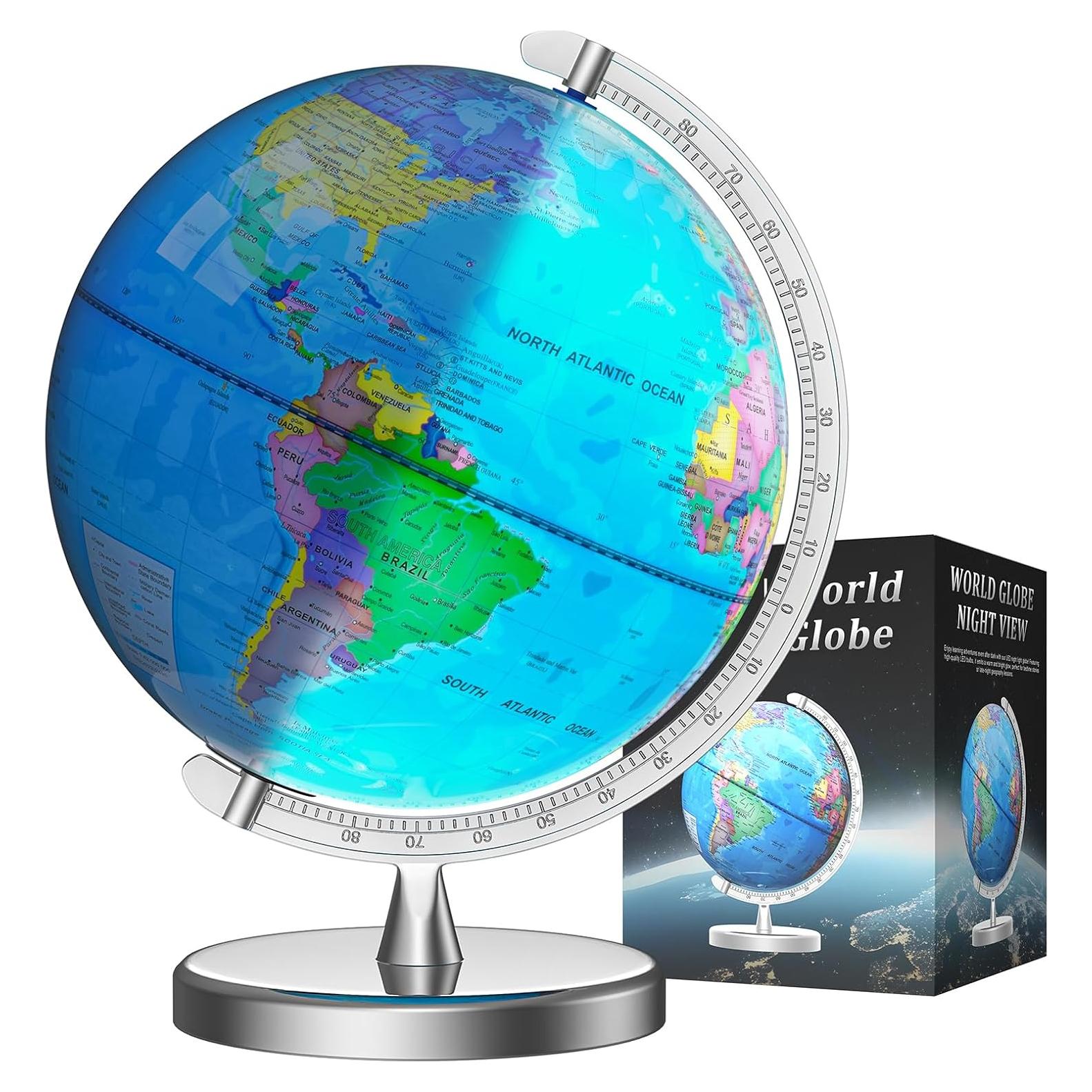 Globo Terráqueo Iluminado 30.48 cm Voxelure con Base Metálica