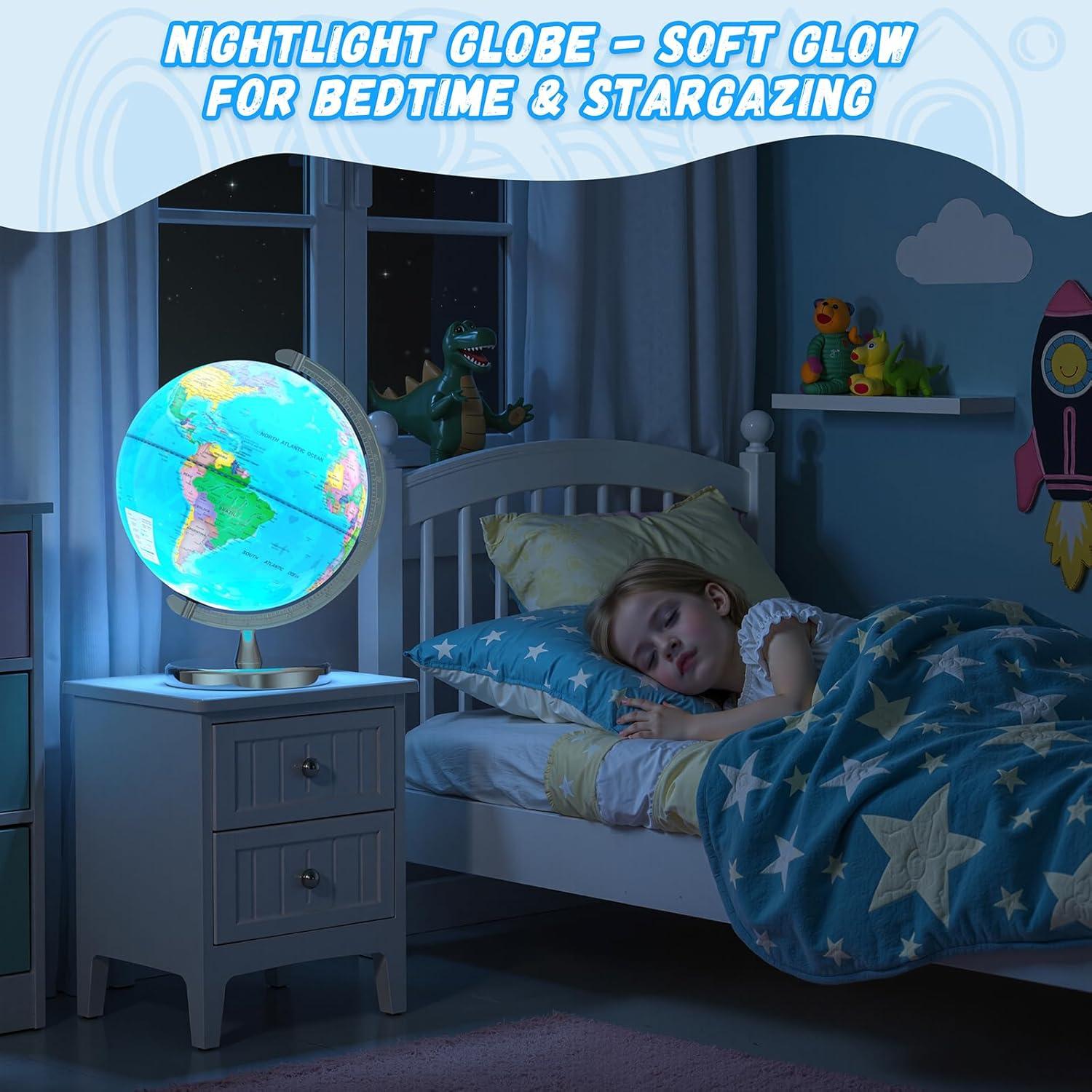 Globo Terráqueo Iluminado 30.48 cm Voxelure con Base Metálica