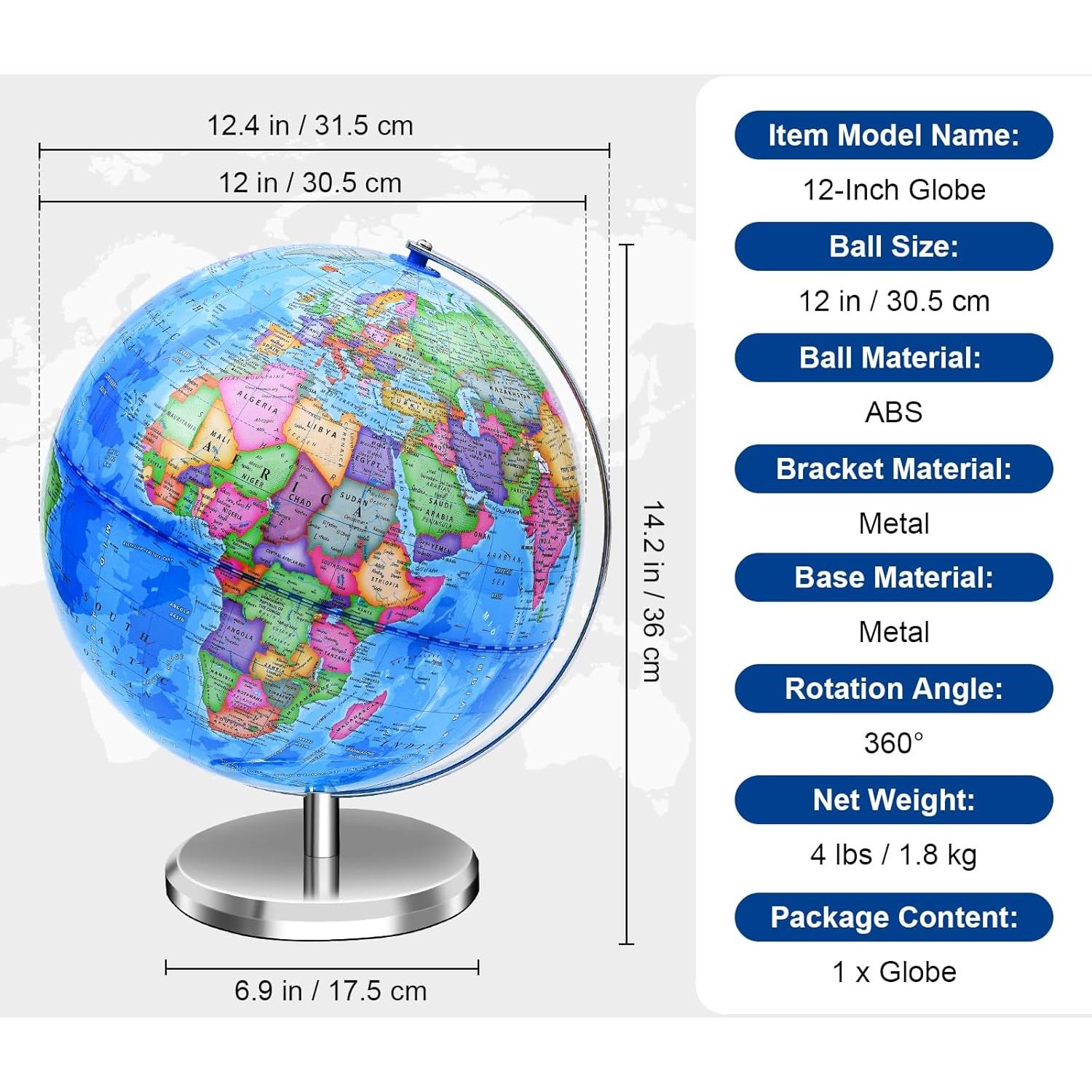 Globo Terráqueo VAP 30.5 cm Interactivo con Soporte Metal