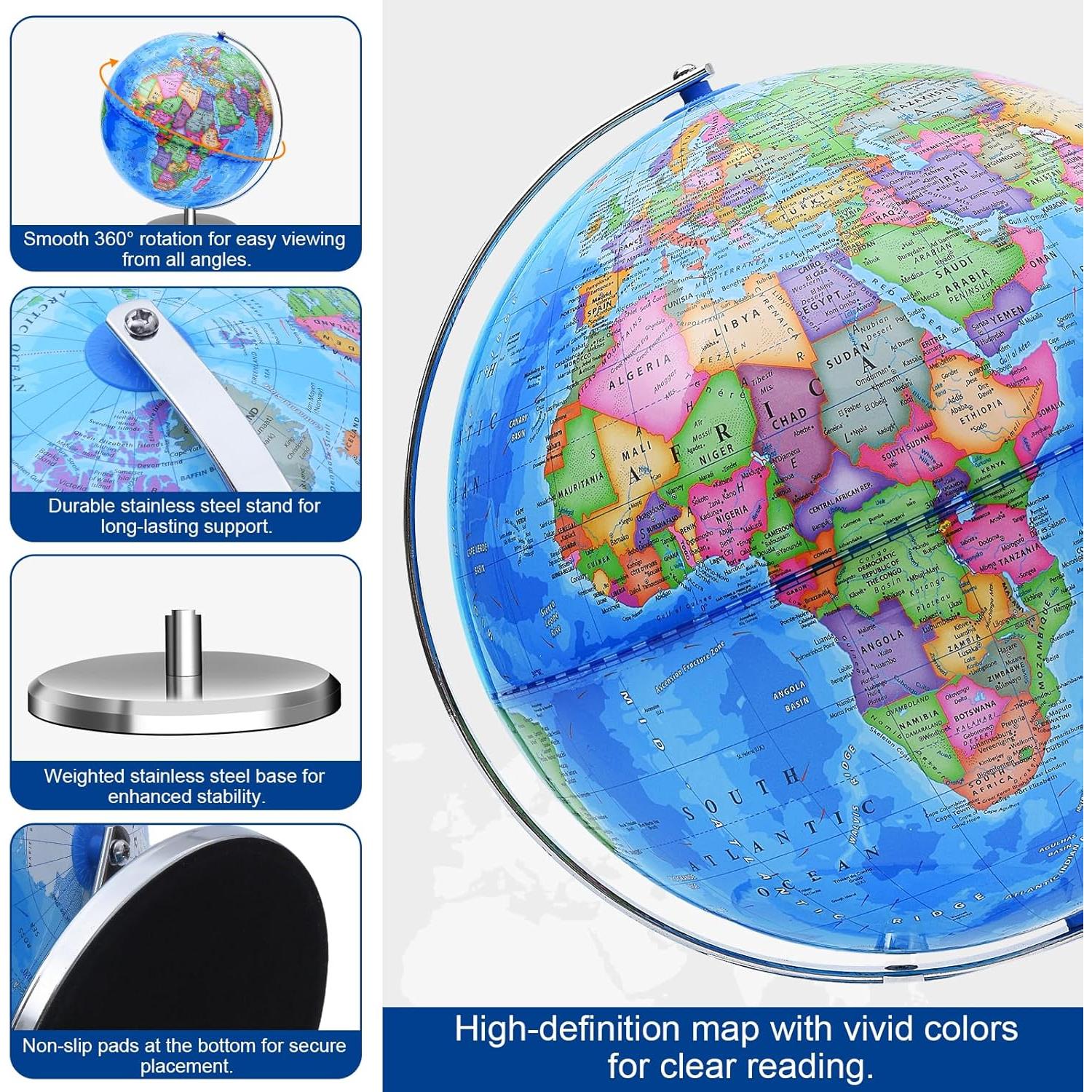 Globo Terráqueo VAP 30.5 cm Interactivo con Soporte Metal