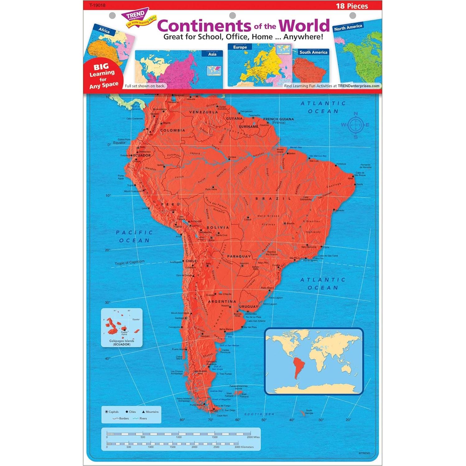Conjunto de Aprendizaje de Continentes TREND - 18 Piezas