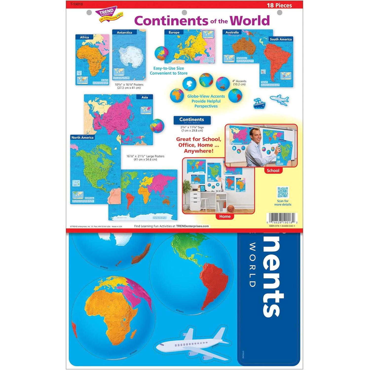 Conjunto de Aprendizaje de Continentes TREND - 18 Piezas