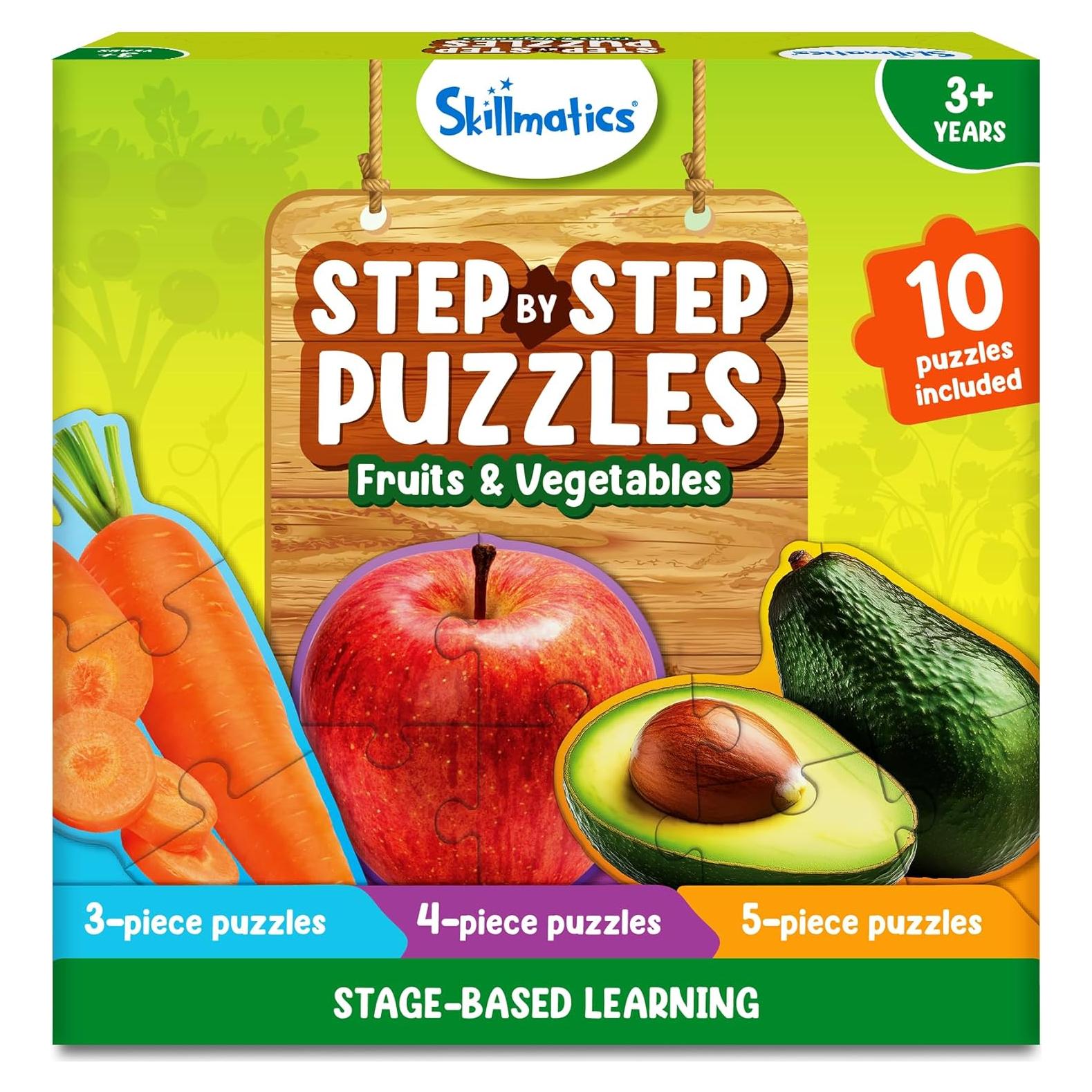 Skillmatics Puzzles Paso a Paso - 40 Piezas Frutas y Verduras