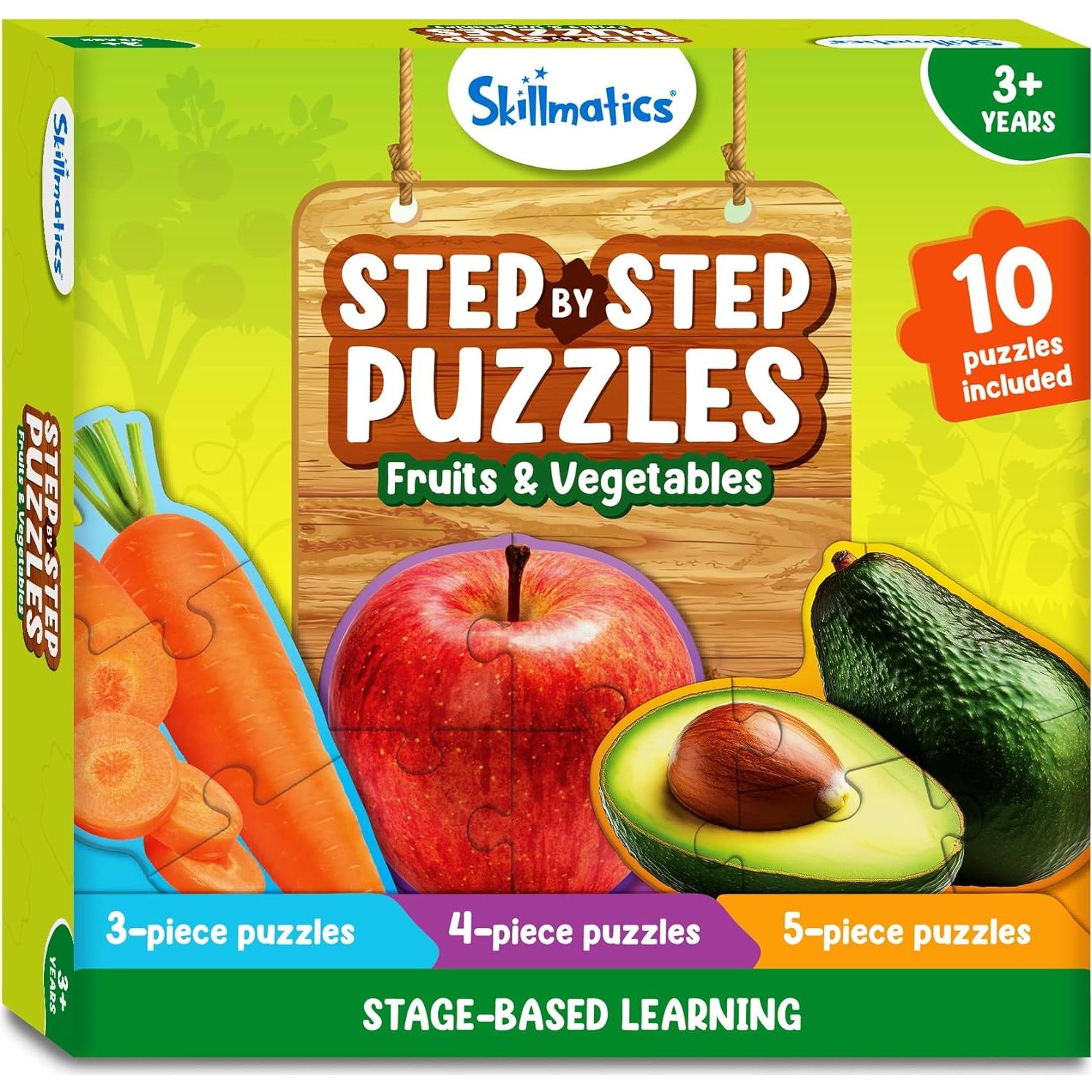 Skillmatics Puzzles Paso a Paso - 40 Piezas Frutas y Verduras