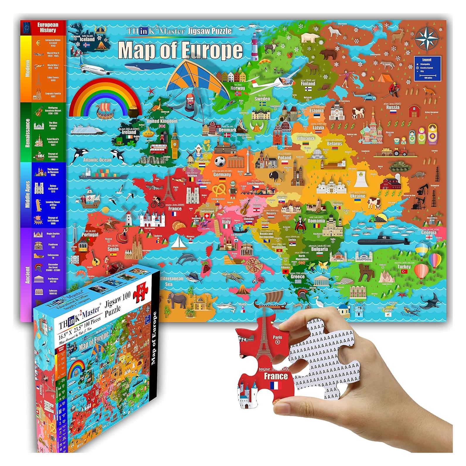 Rompecabezas Educativo Think2Master Mapa de Europa 100 Piezas