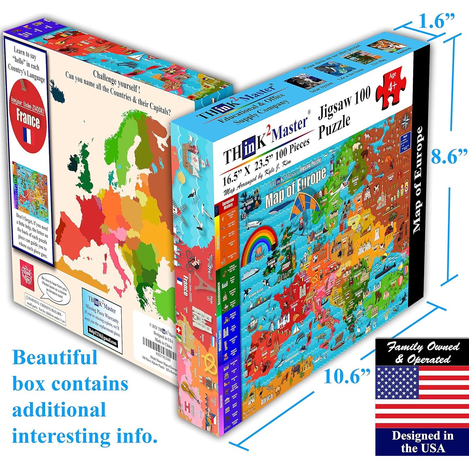 Rompecabezas Educativo Think2Master Mapa de Europa 100 Piezas