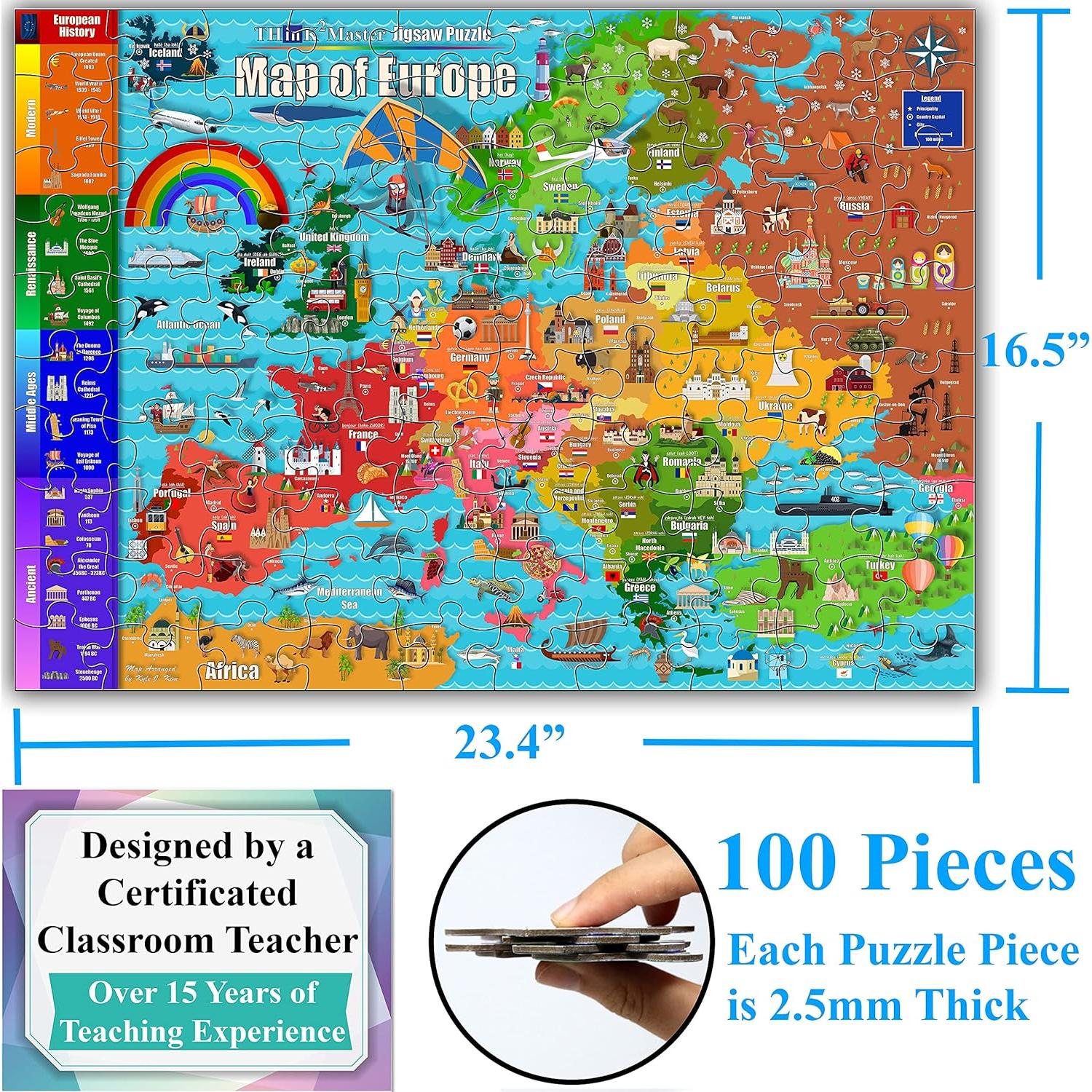Rompecabezas Educativo Think2Master Mapa de Europa 100 Piezas