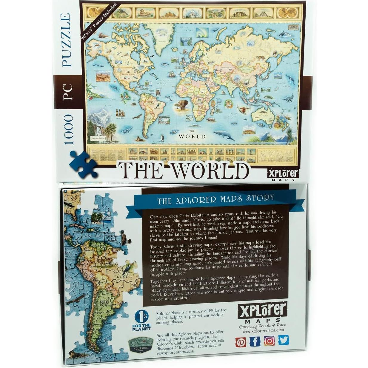 Rompecabezas de Cartón Mapa del Mundo Xplorer Maps 1000 Piezas