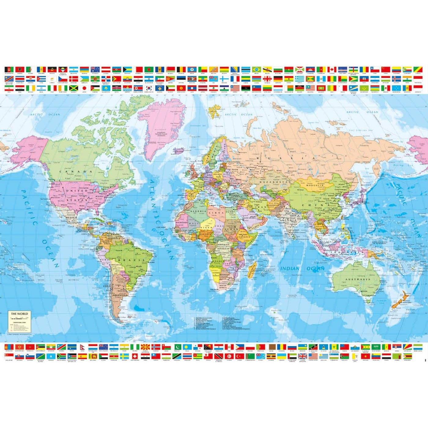Rompecabezas Educa 1500 Piezas Mapa Político del Mundo 85x60cm