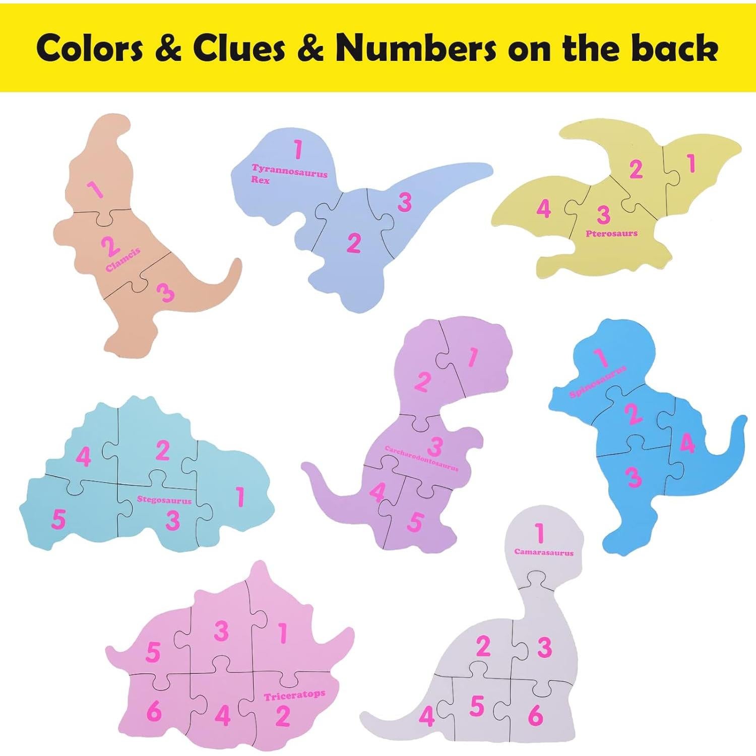 Rompecabezas de Dinosaurios BEESTECH para Niños 2-4 Años - 8 Piezas