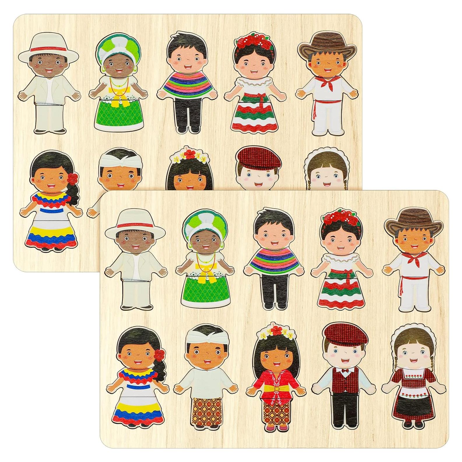 2 Juegos de Rompecabezas de Madera Leitee 28x20.8cm Niños