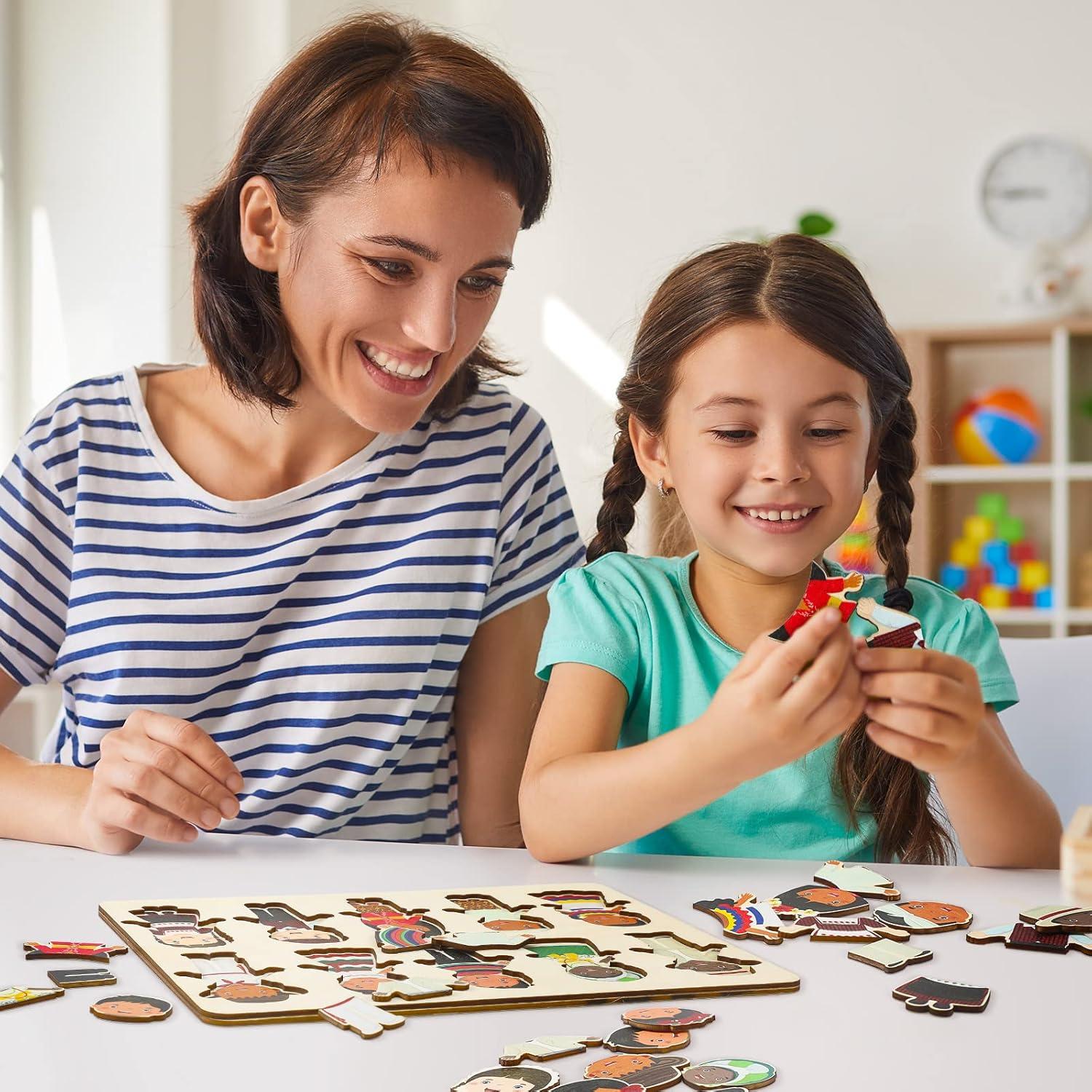 2 Juegos de Rompecabezas de Madera Leitee 28x20.8cm Niños
