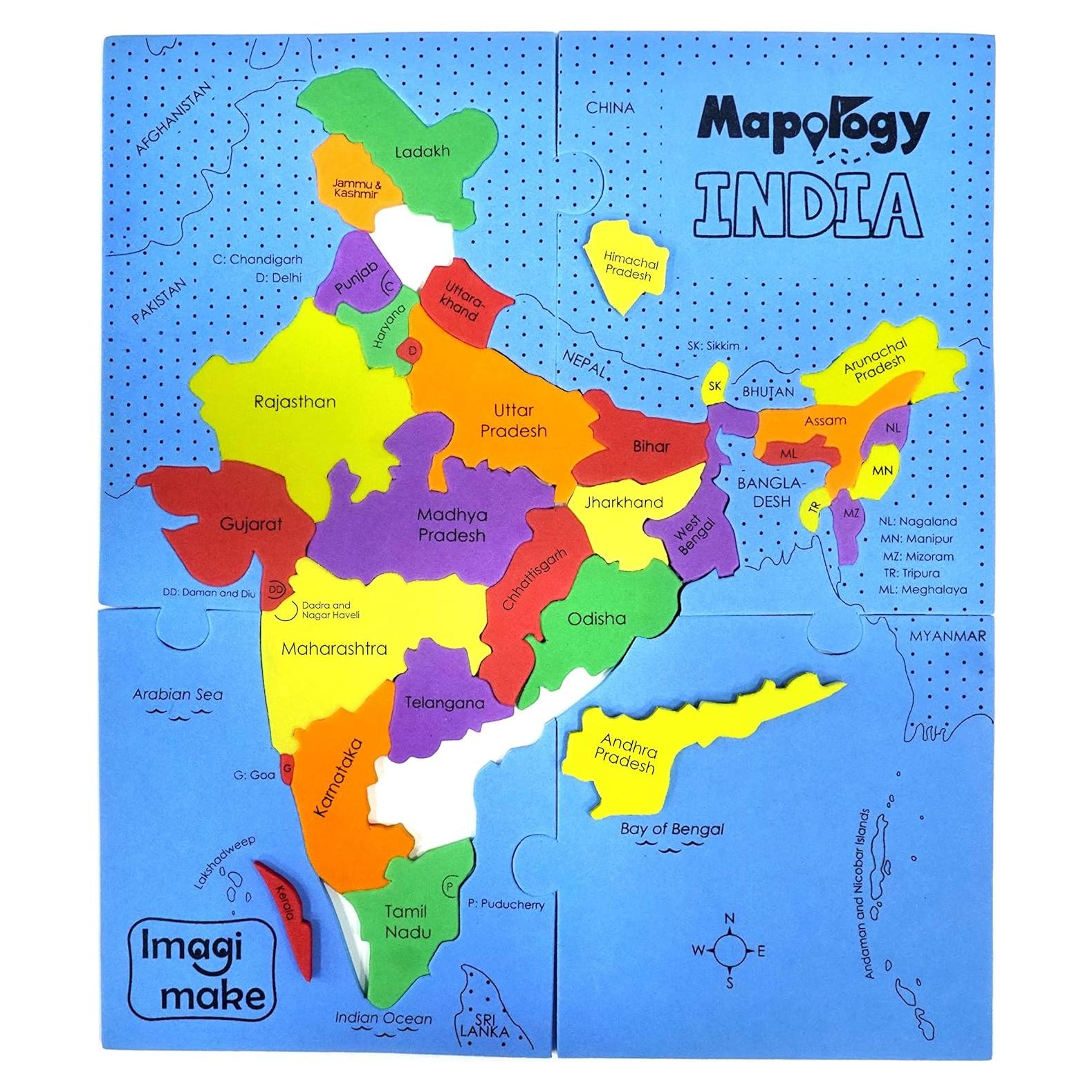 Rompecabezas de Mapa de India Imagimake - Juguete Educativo 30 Piezas