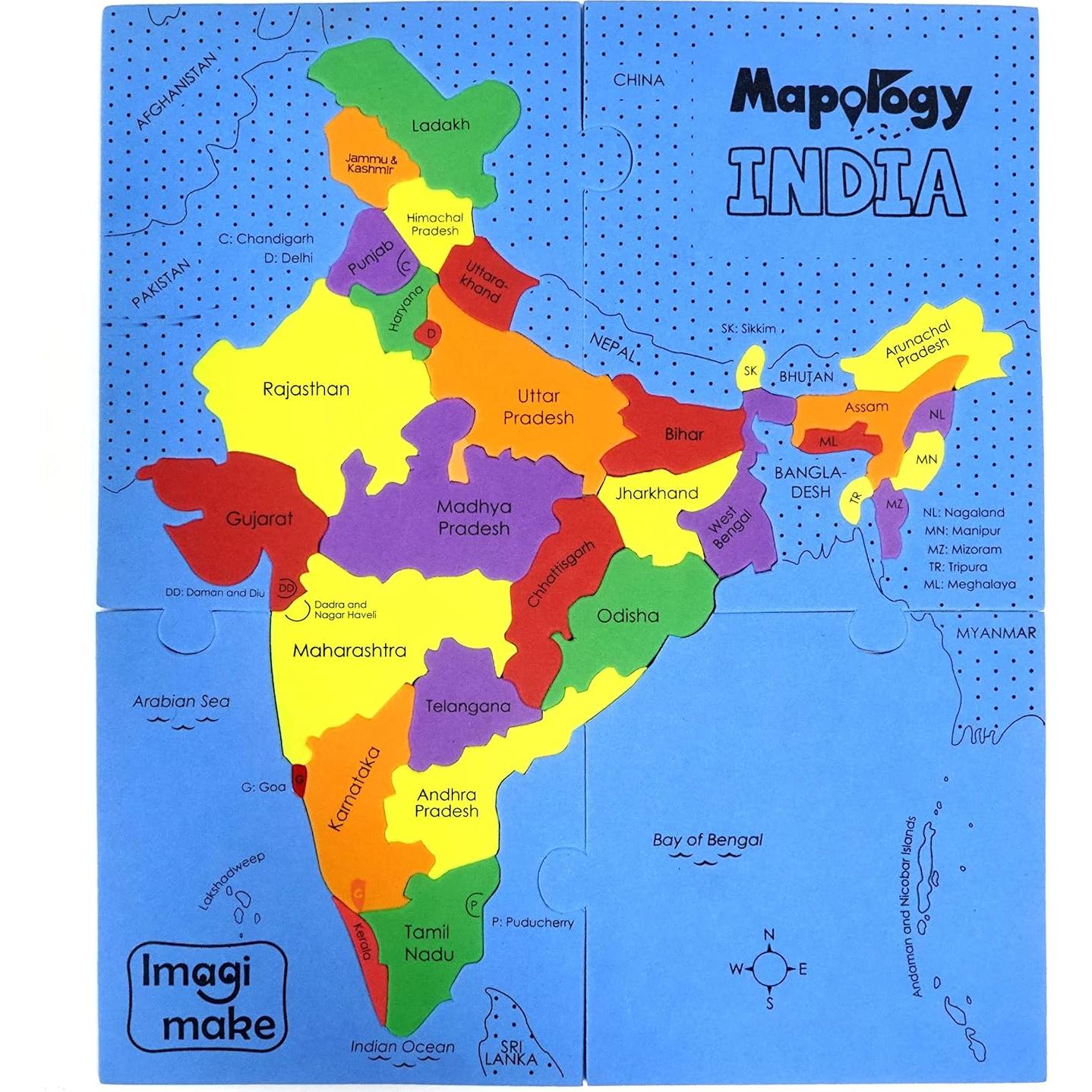 Rompecabezas de Mapa de India Imagimake - Juguete Educativo 30 Piezas