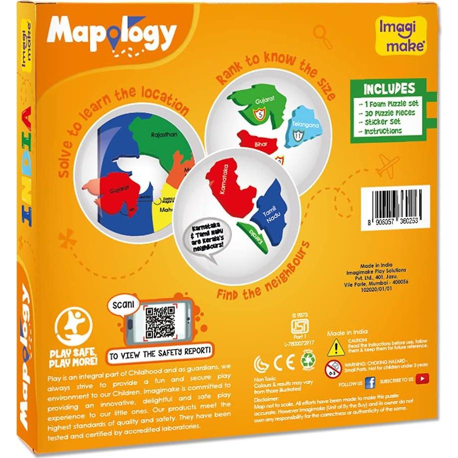 Rompecabezas de Mapa de India Imagimake - Juguete Educativo 30 Piezas