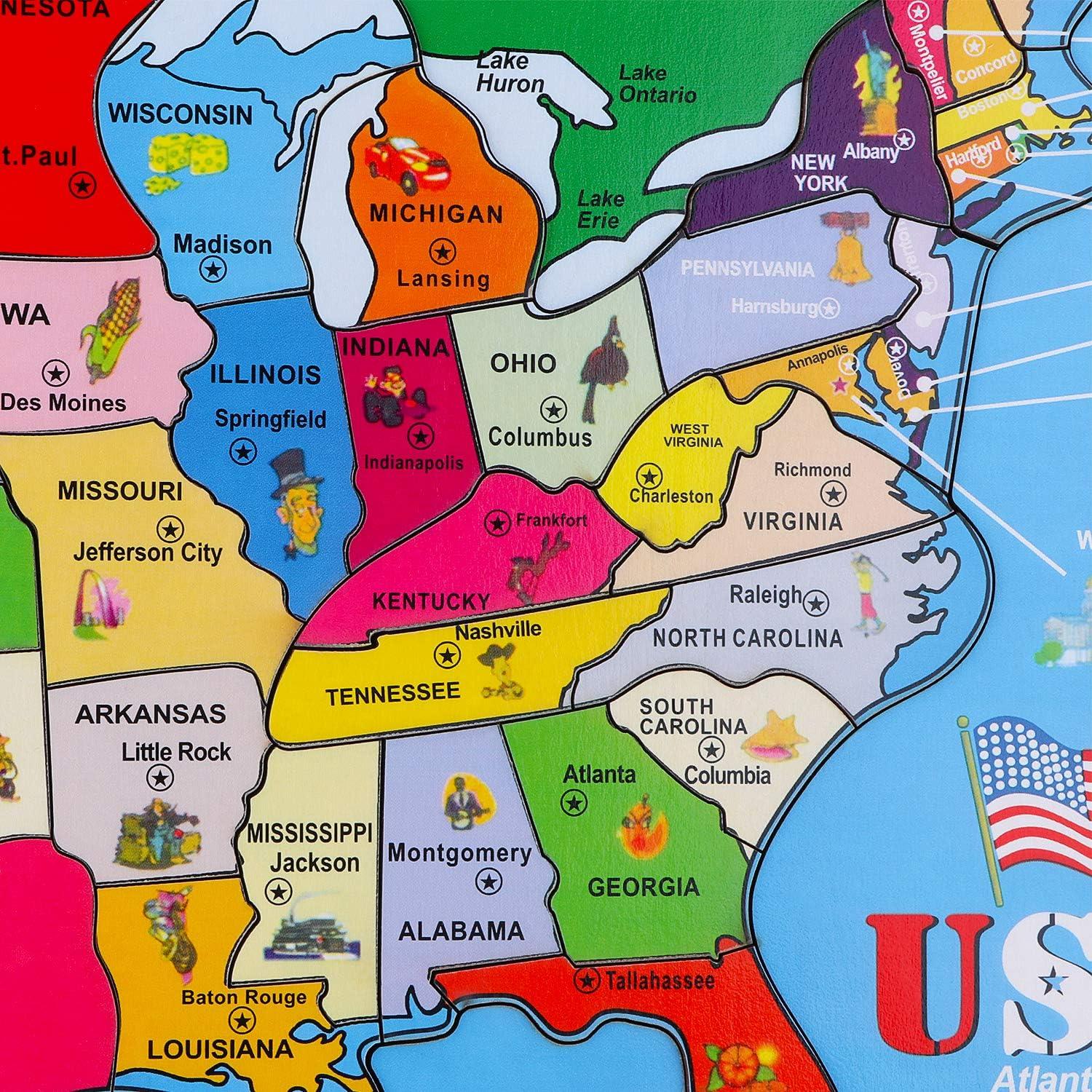 Rompecabezas Educativo de Mapa de EE. UU. Joqutoys 46 Piezas