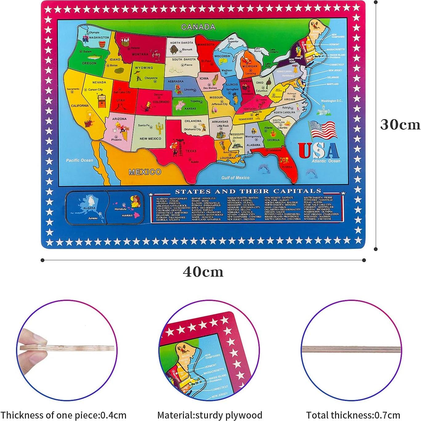 Rompecabezas Educativo de Mapa de EE. UU. Joqutoys 46 Piezas